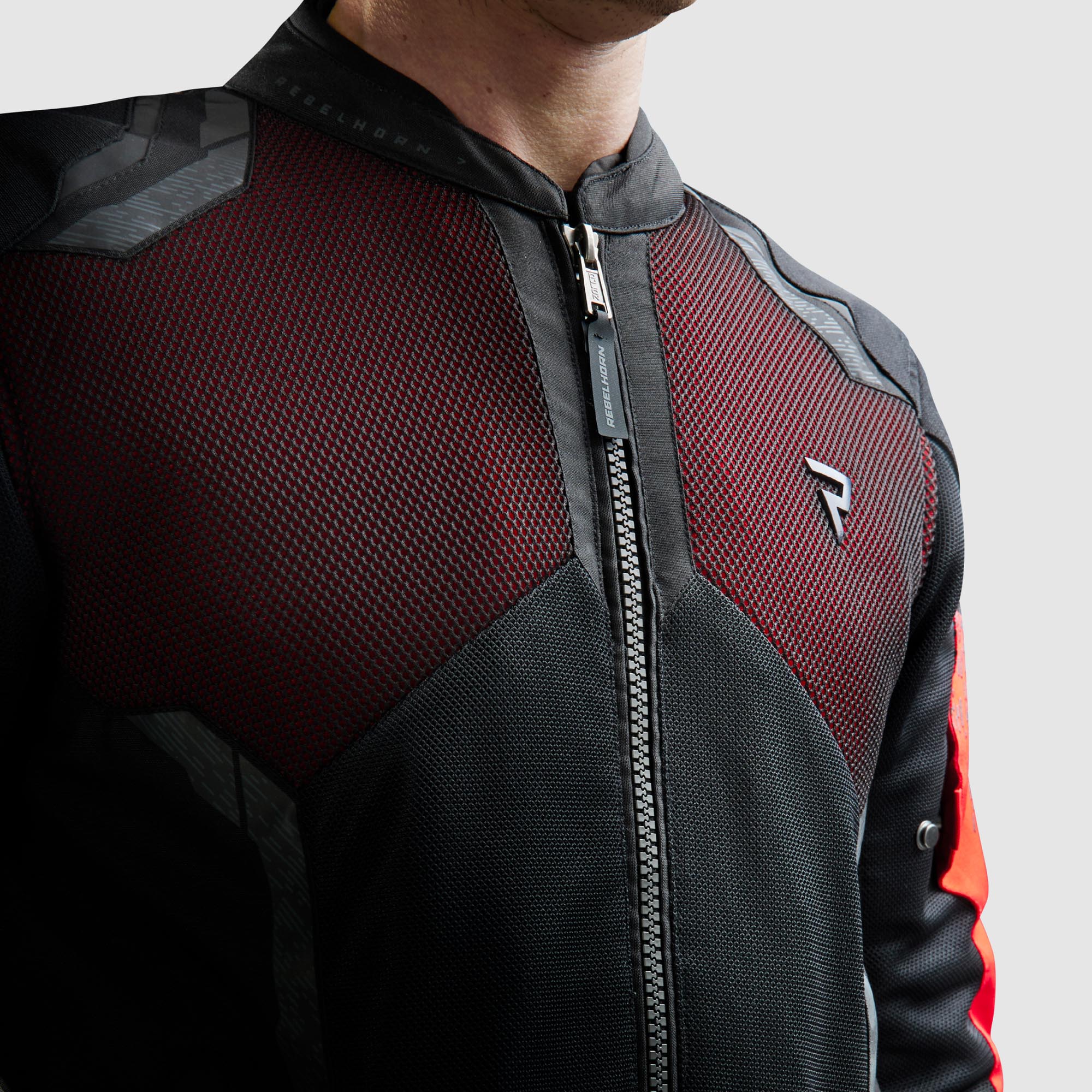 Side view of Rebelhorn Jax waterproof Motorcycle Textile Jacket, black-red, Size 2XL for Men
