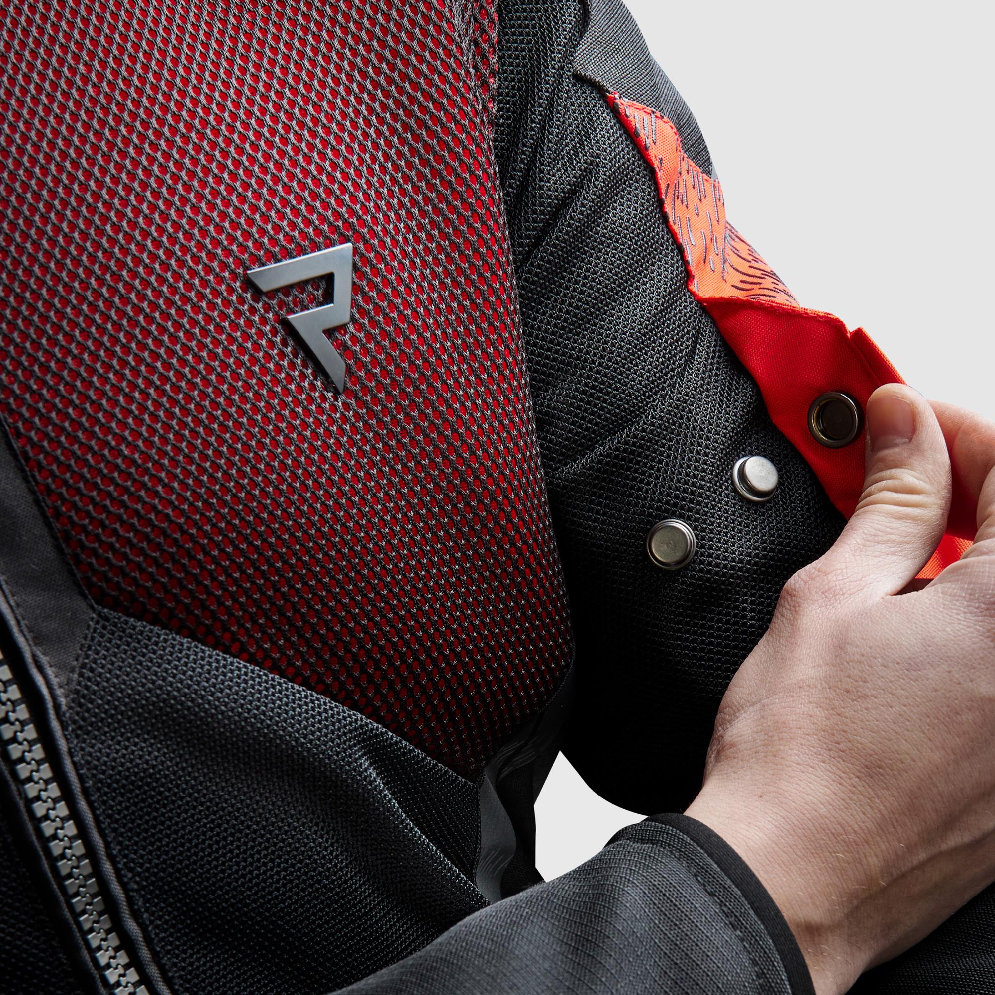 Side view of Rebelhorn Jax waterproof Motorcycle Textile Jacket, black-red, Size 2XL for Men