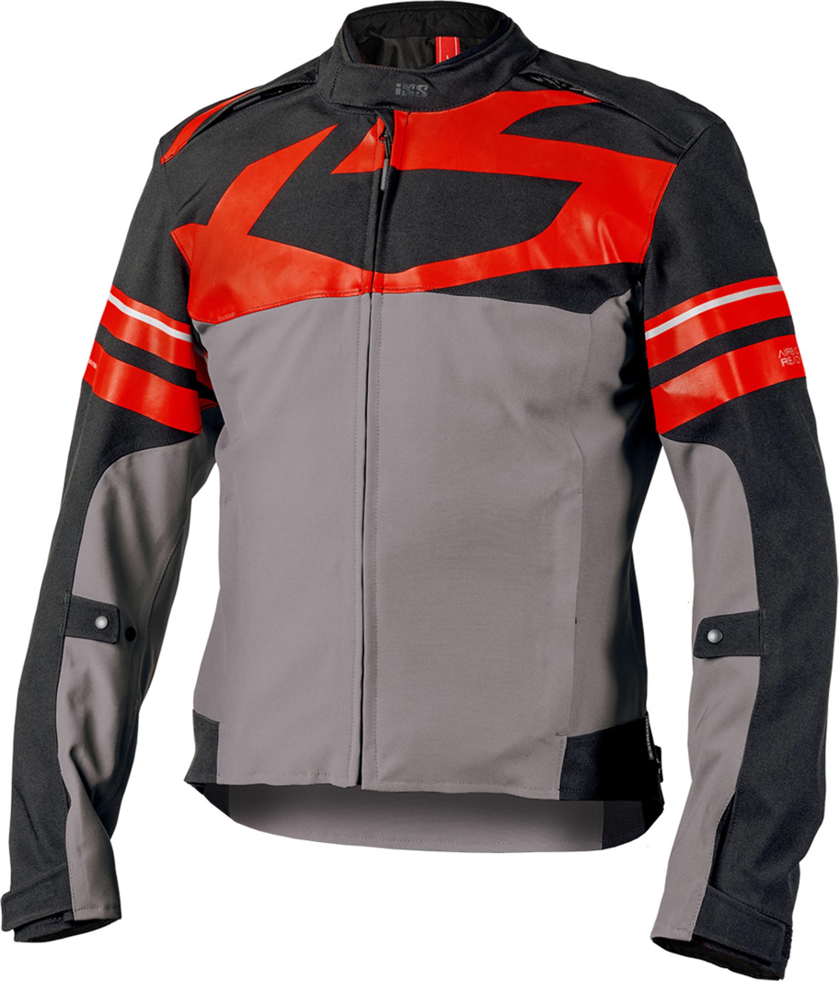 Ixs Rapid-Stx 2.2 Waterproof Motorcycle Textile Jacket, Black-Grey-Red, Size 2XL For Men