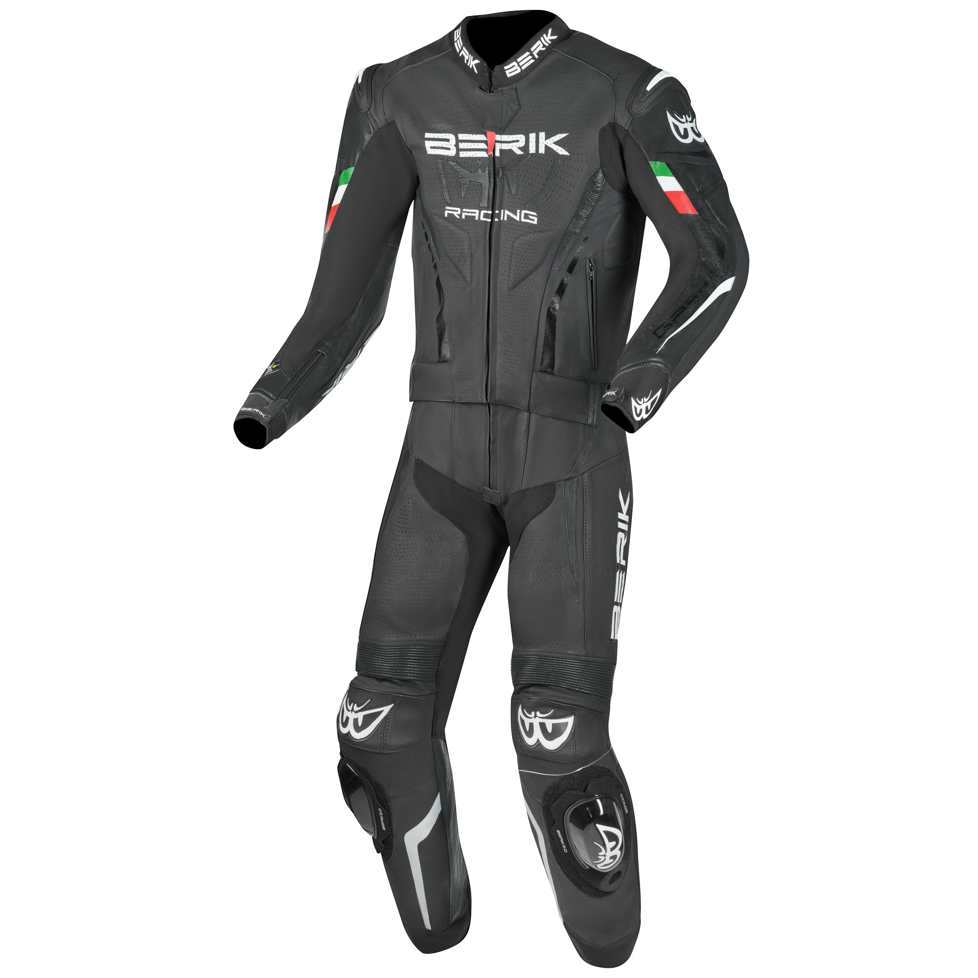 Berik Finthal 2-Piece Motorcycle Leather Suit, black-white, Size 50 for Men-image-771184237