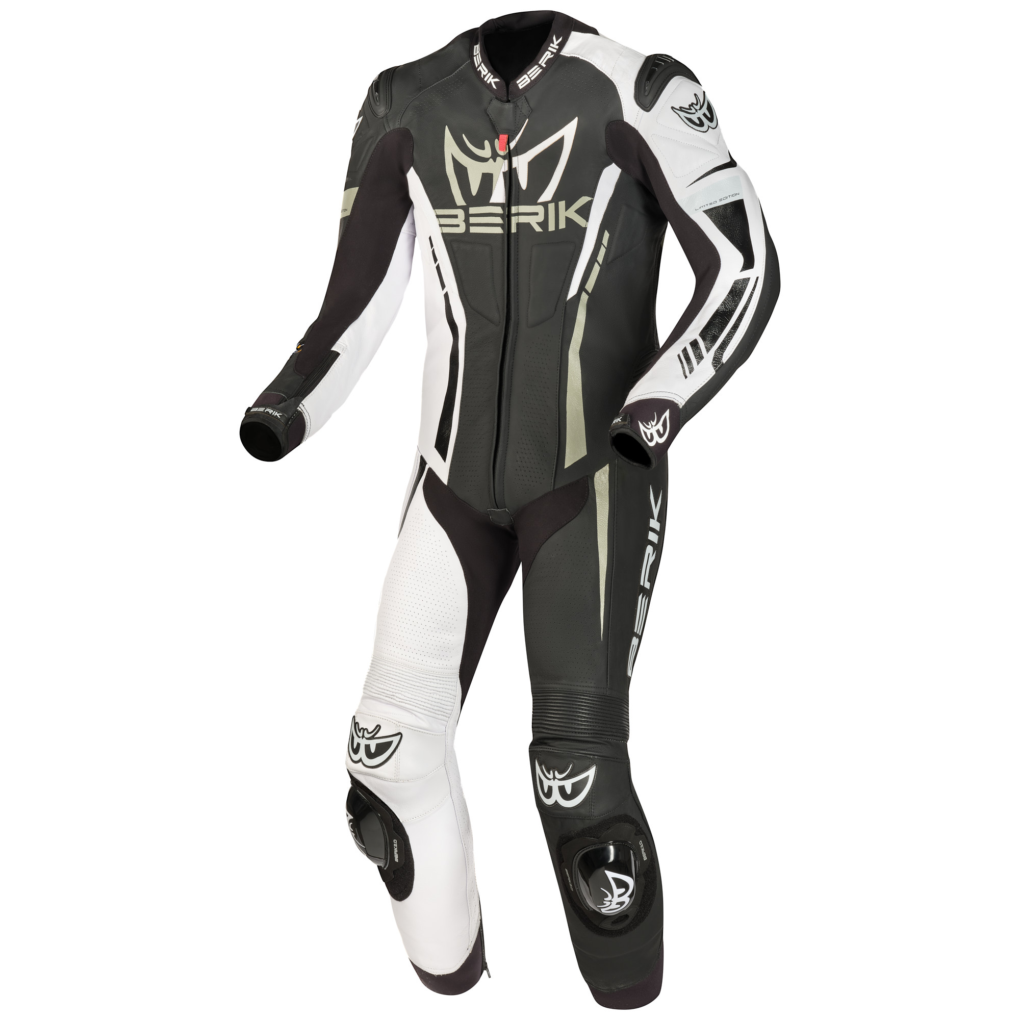 Berik Oshiqo 1 1-Piece Motorcycle Leather Suit, black-white, Size 50 for Men-image-178291778