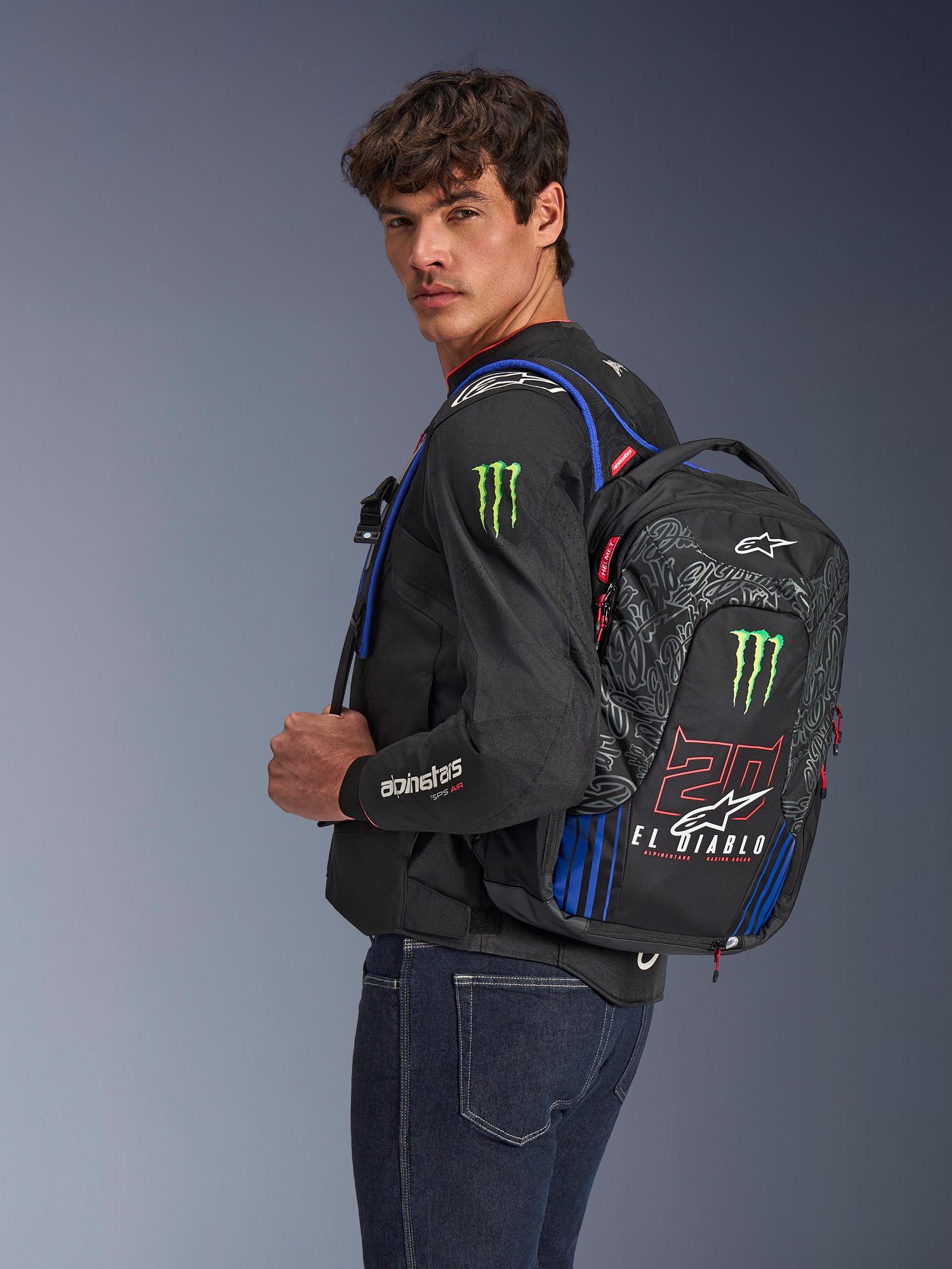 Side view of Alpinestars FQ20 City Hunter V2 Monster Motorcycle Backpack for Men