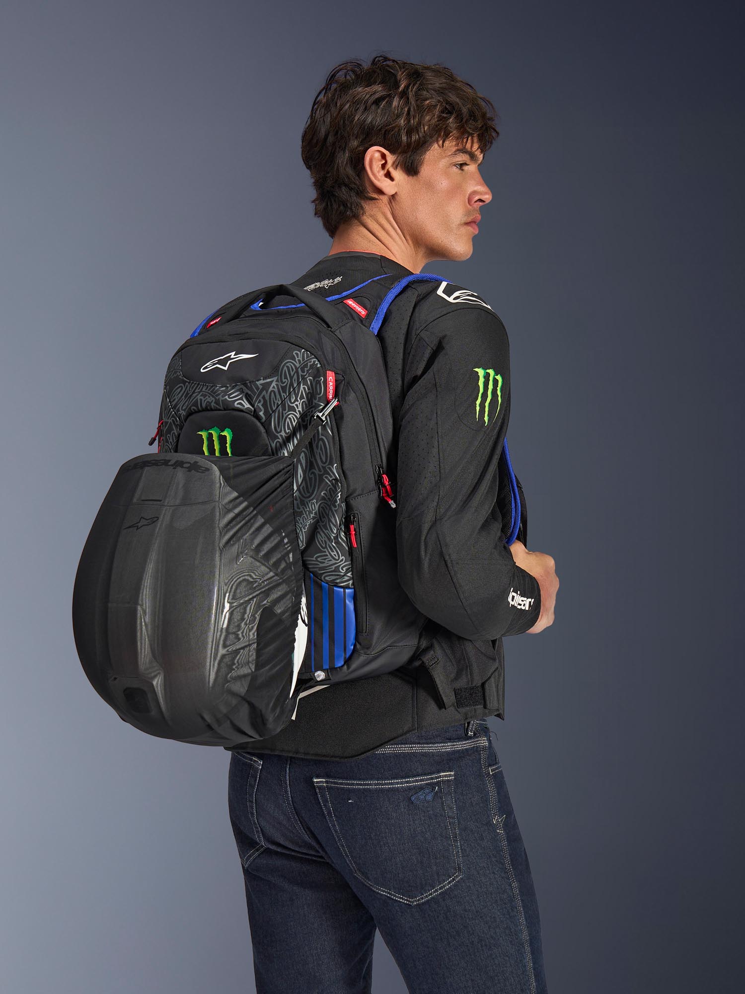 Side view of Alpinestars FQ20 City Hunter V2 Monster Motorcycle Backpack for Men