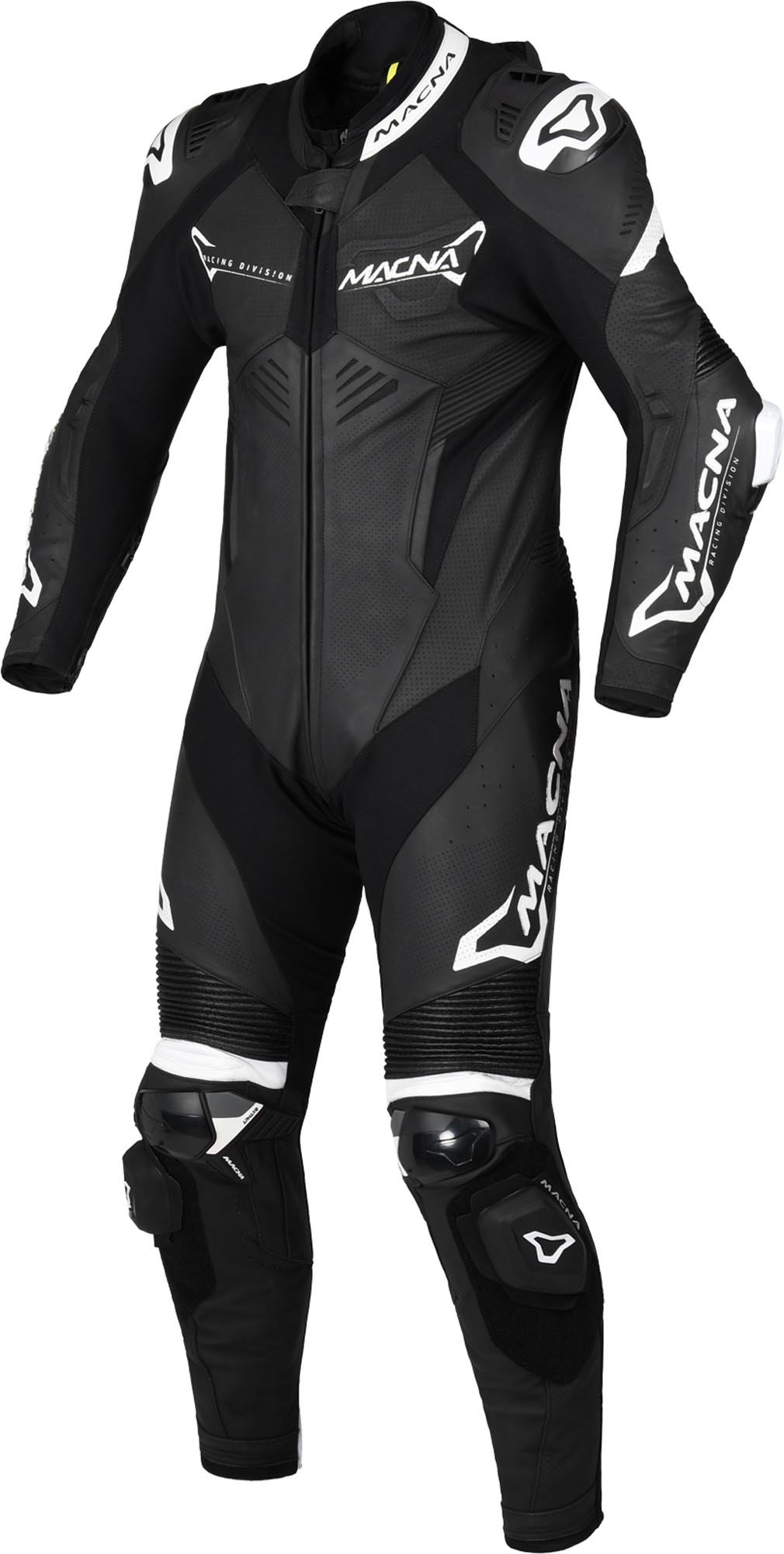 Macna Chromiq One Piece Motorcycle Leather Suit, black-white, Size 56 for Men-image-895457638