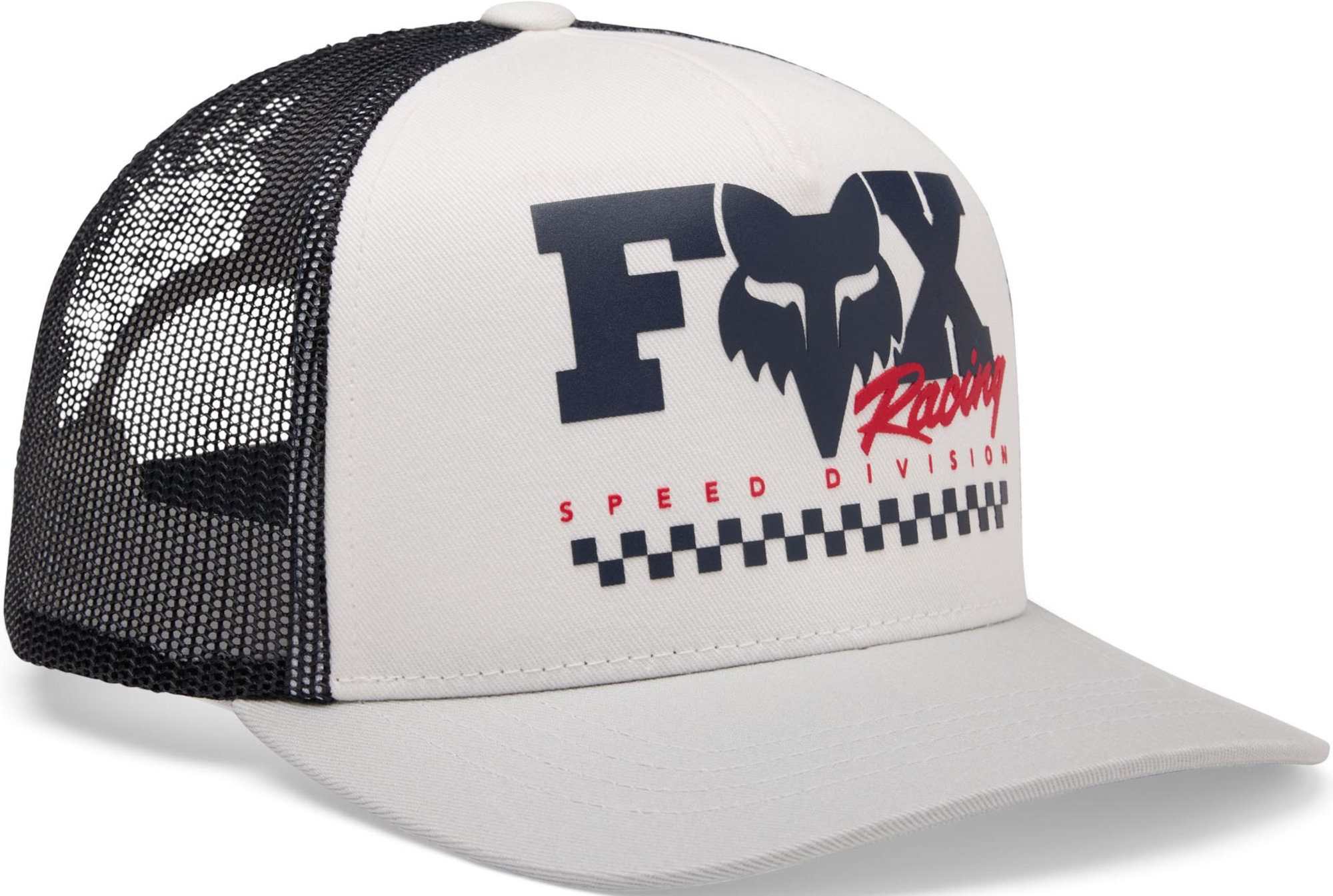 Fox Checker Mesh Youth Trucker Cap, White