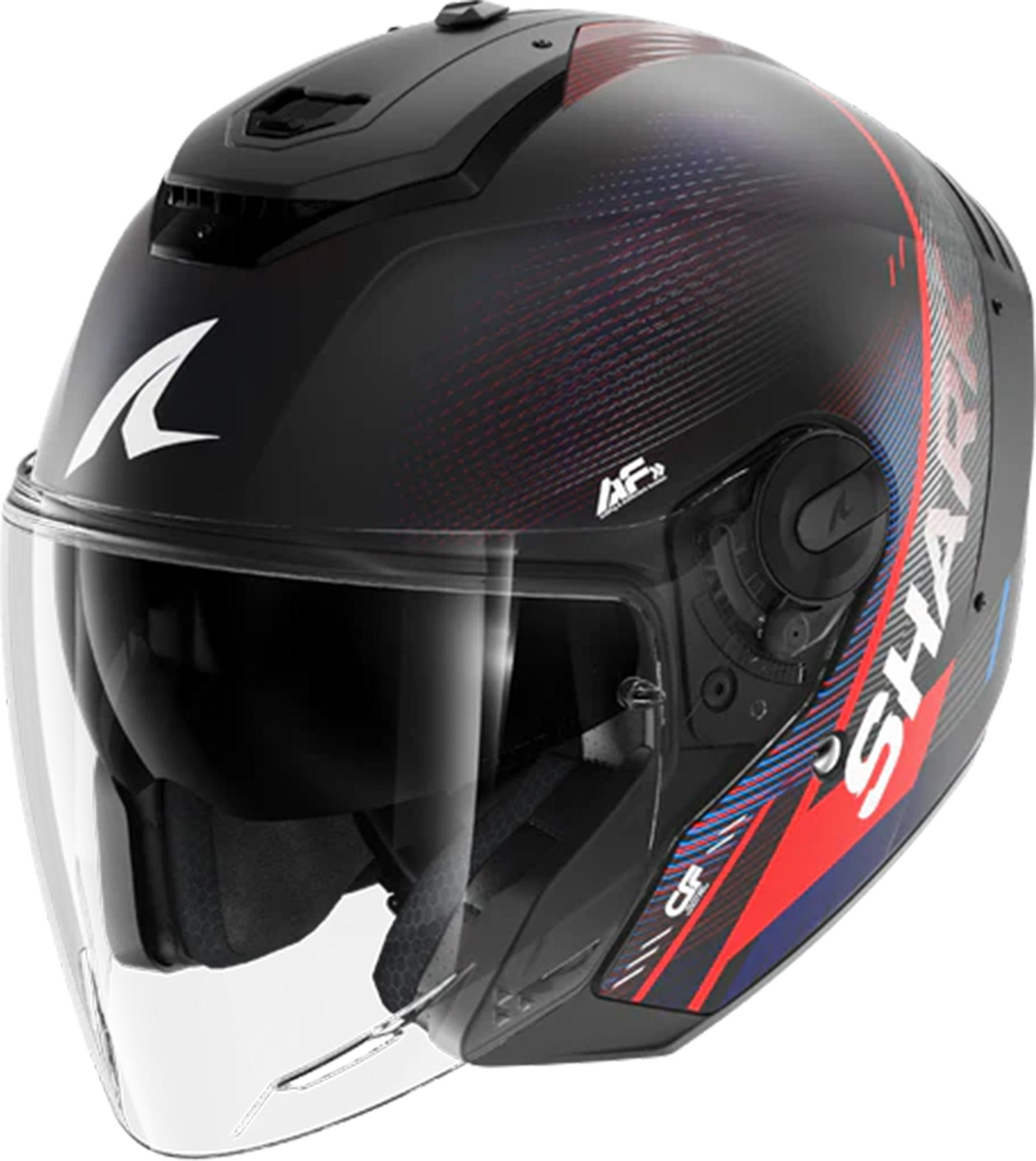 Shark RS Carbon Speed-Tech Mat Jet Helmet, carbon-red-blue, Size 2XL for Men-image-962583408