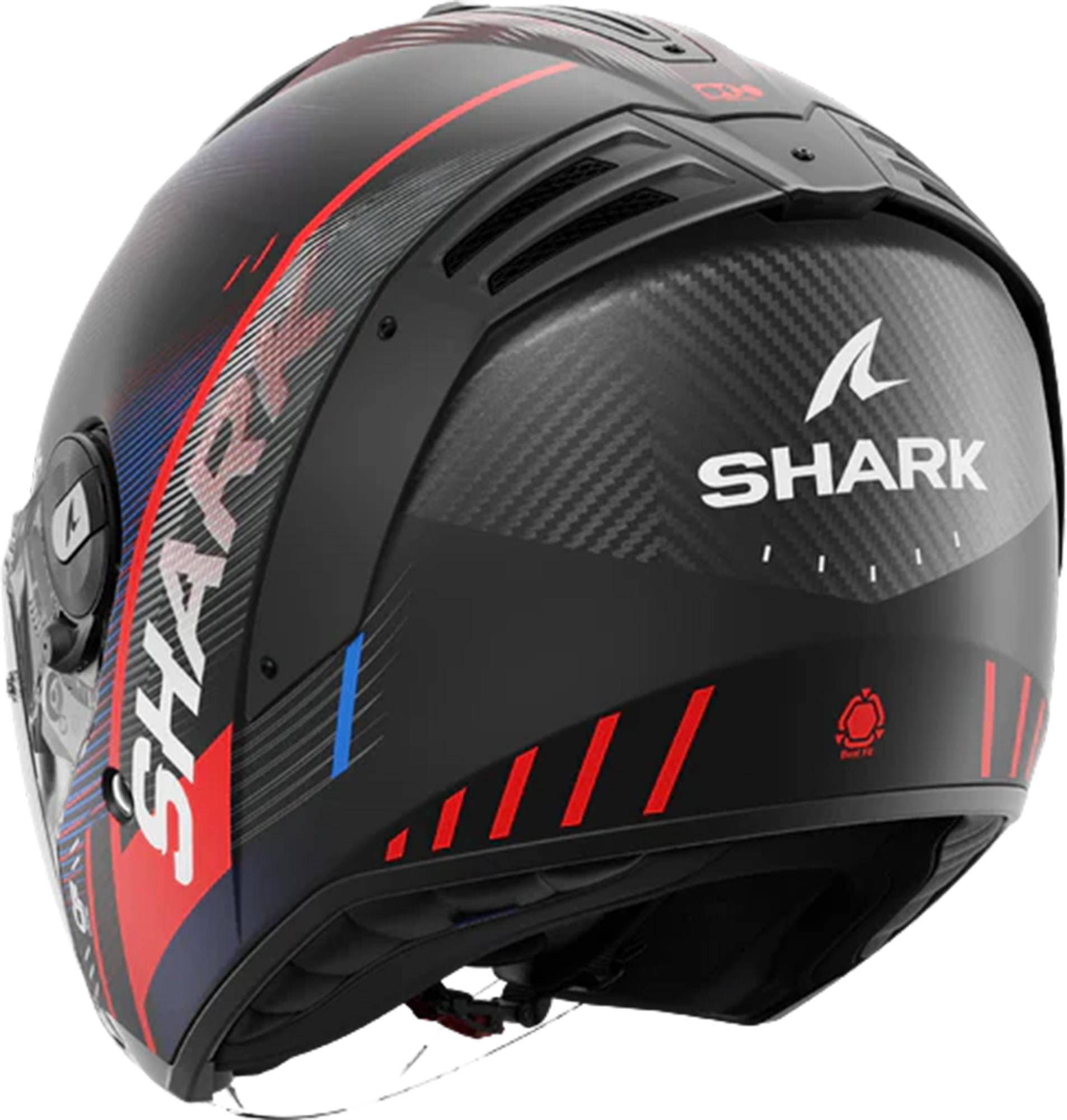 Side view of Shark RS Carbon Speed-Tech Mat Jet Helmet, carbon-red-blue, Size 2XL for Men