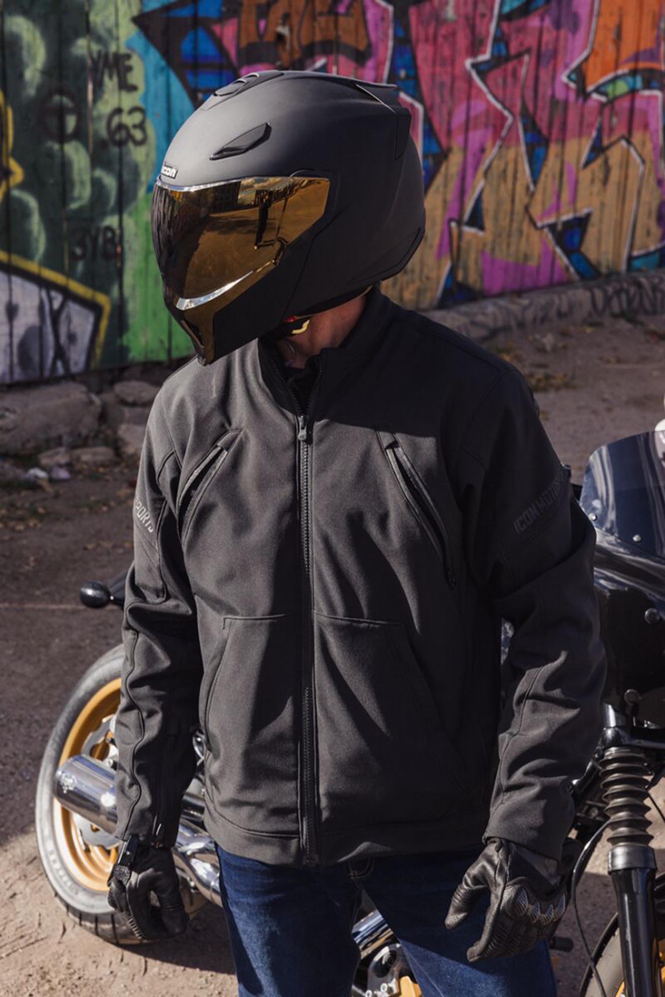 Side view of Icon Threshold Steady State Helmet, black, Size XL for Men