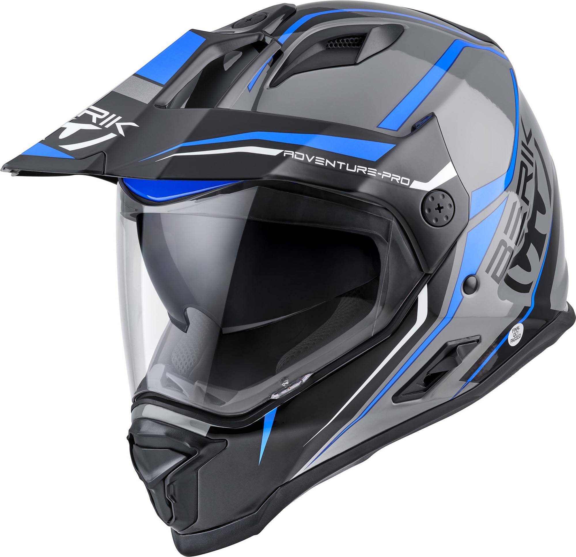 Berik MX313 Volstom Adventure Pro Enduro Helmet, Grey-Blue, Size 2XL For Men