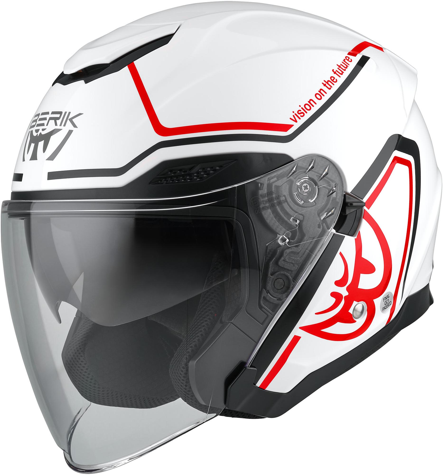 Berik OF669 Balika Jet Helmet, White-Red, Size M For Men