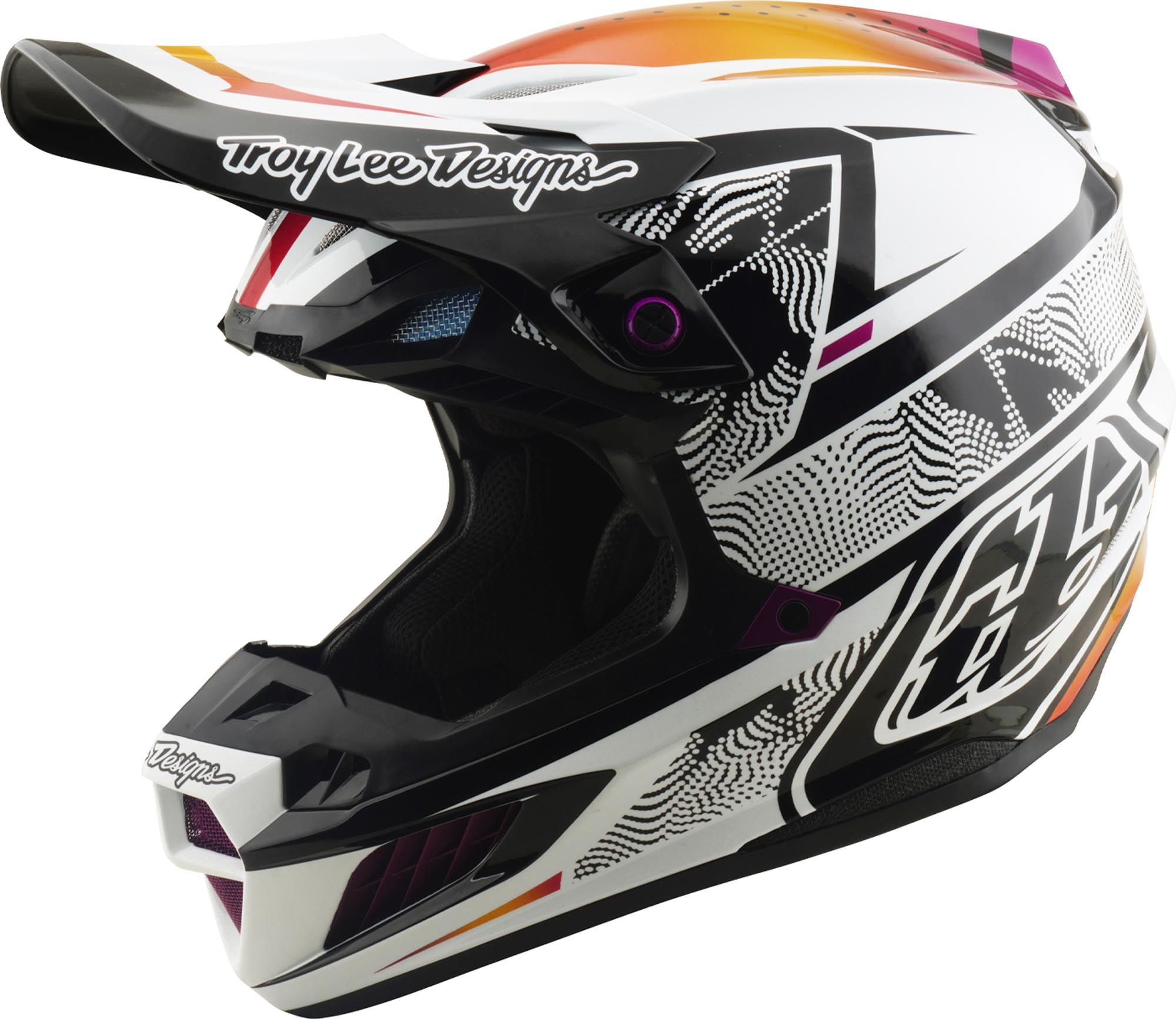 Troy Lee Designs SE5 Composite Mips Lined Up Motocross Helmet, Black-White, Size L For Men