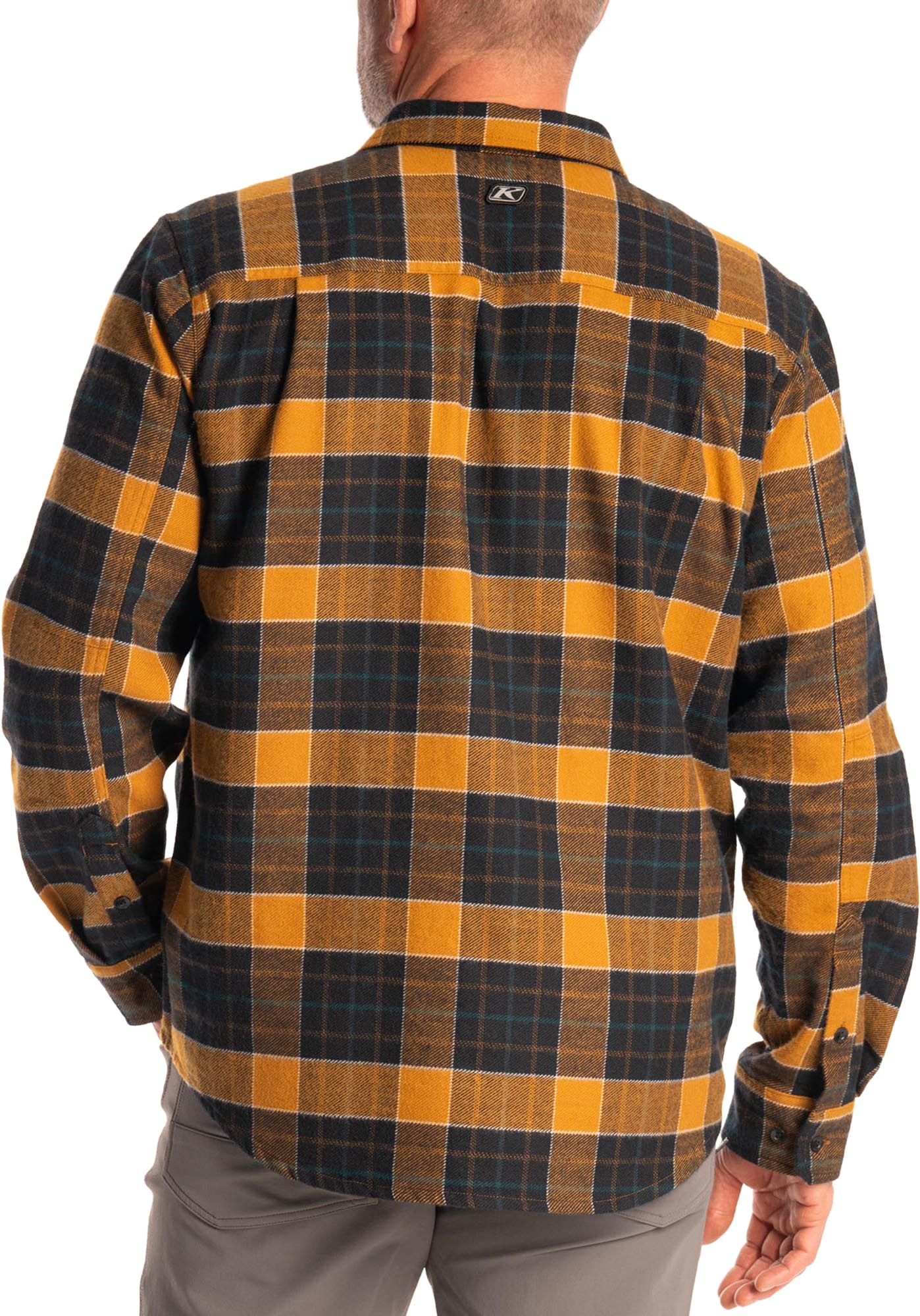 Side view of Klim Owen Flannel Shirt, yellow, Size L for Men