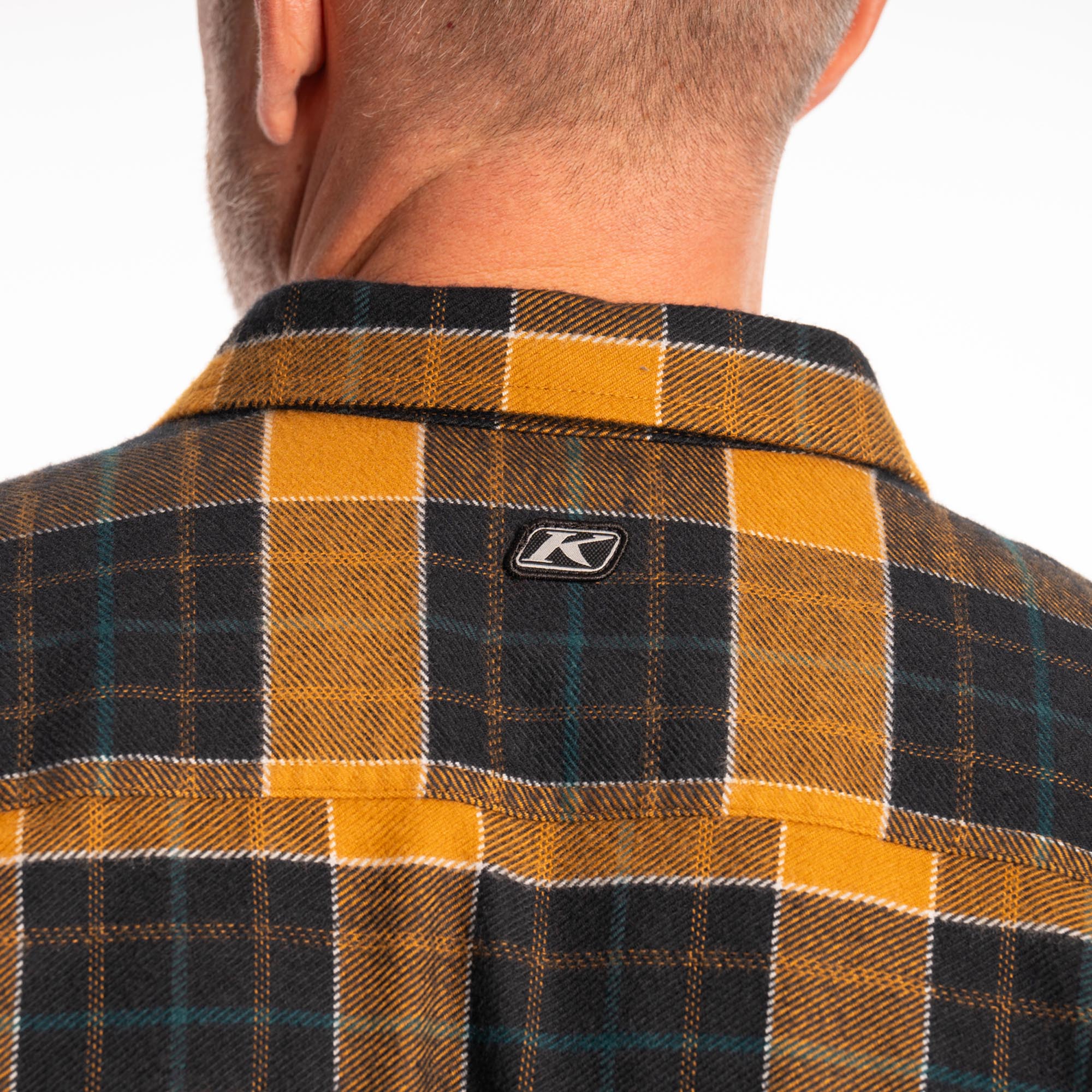 Side view of Klim Owen Flannel Shirt, yellow, Size L for Men