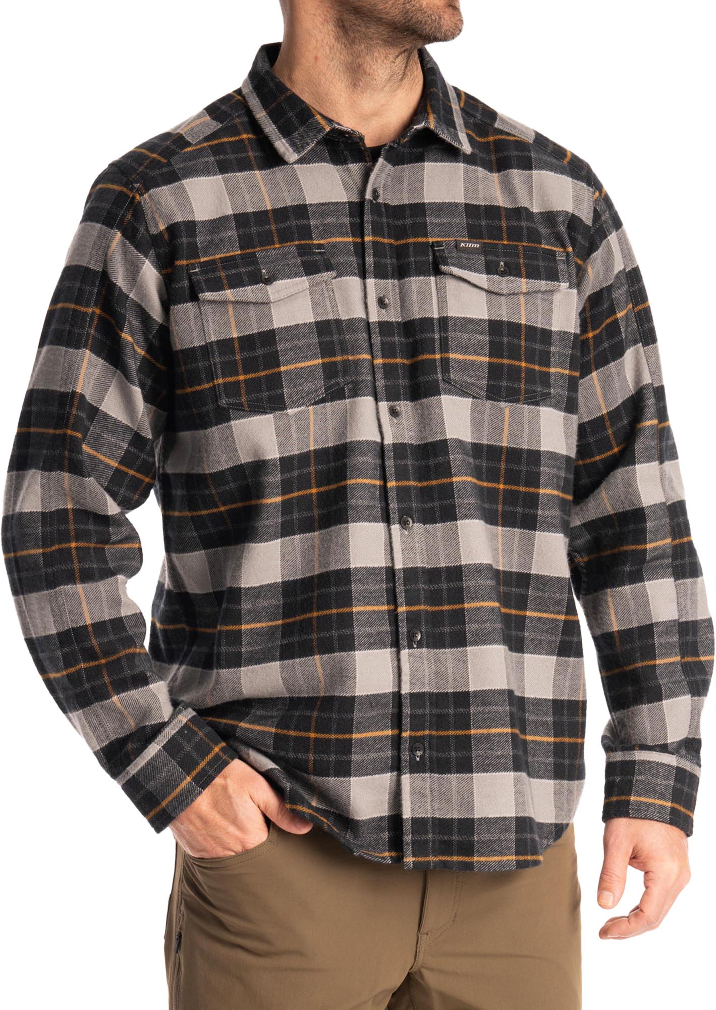 Side view of Klim Owen Flannel Shirt, grey, Size 2XL for Men