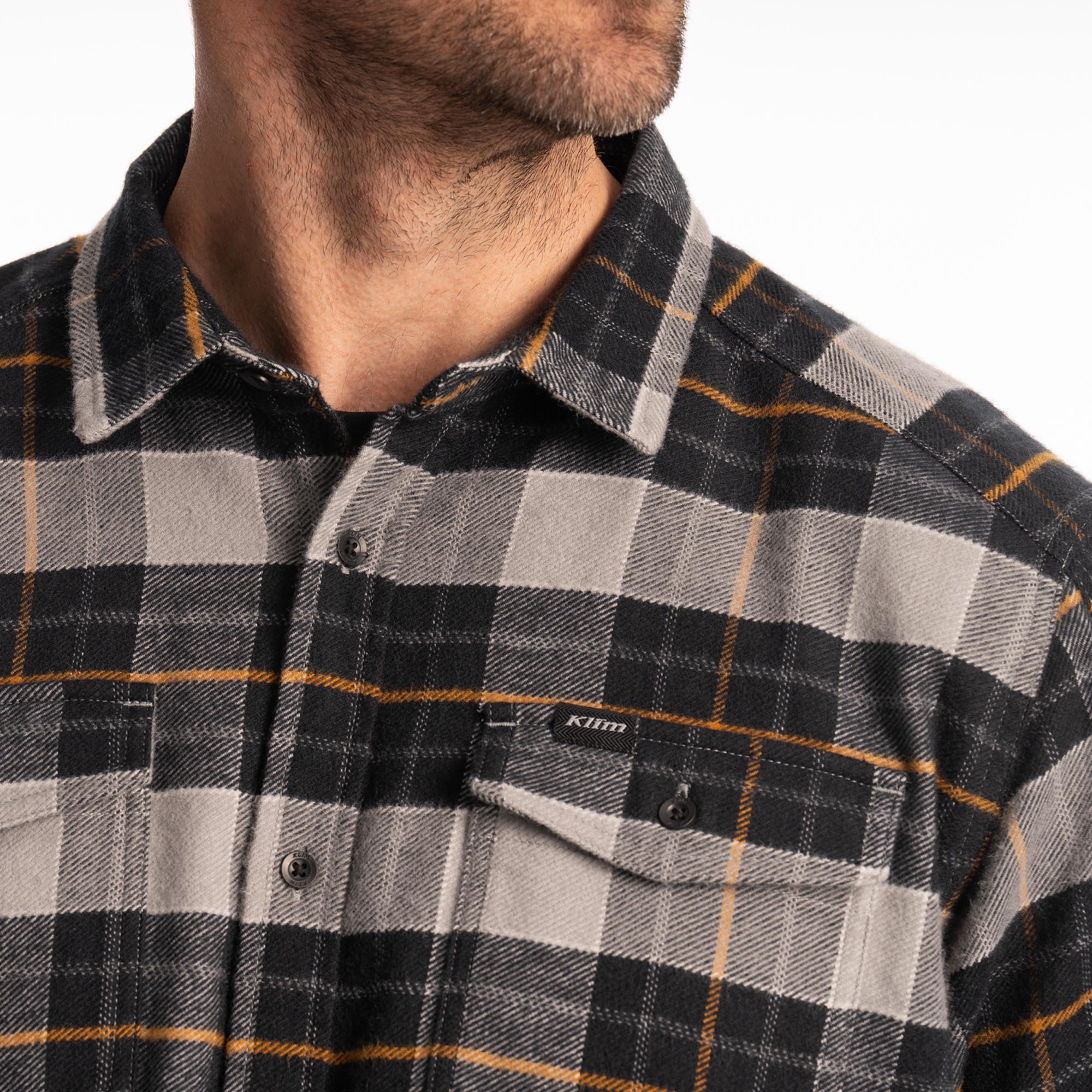 Side view of Klim Owen Flannel Shirt, grey, Size 2XL for Men