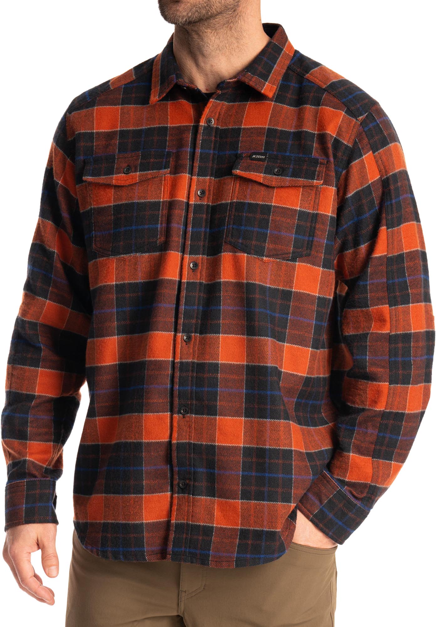 Klim Owen Flannel Shirt, orange, Size L for Men