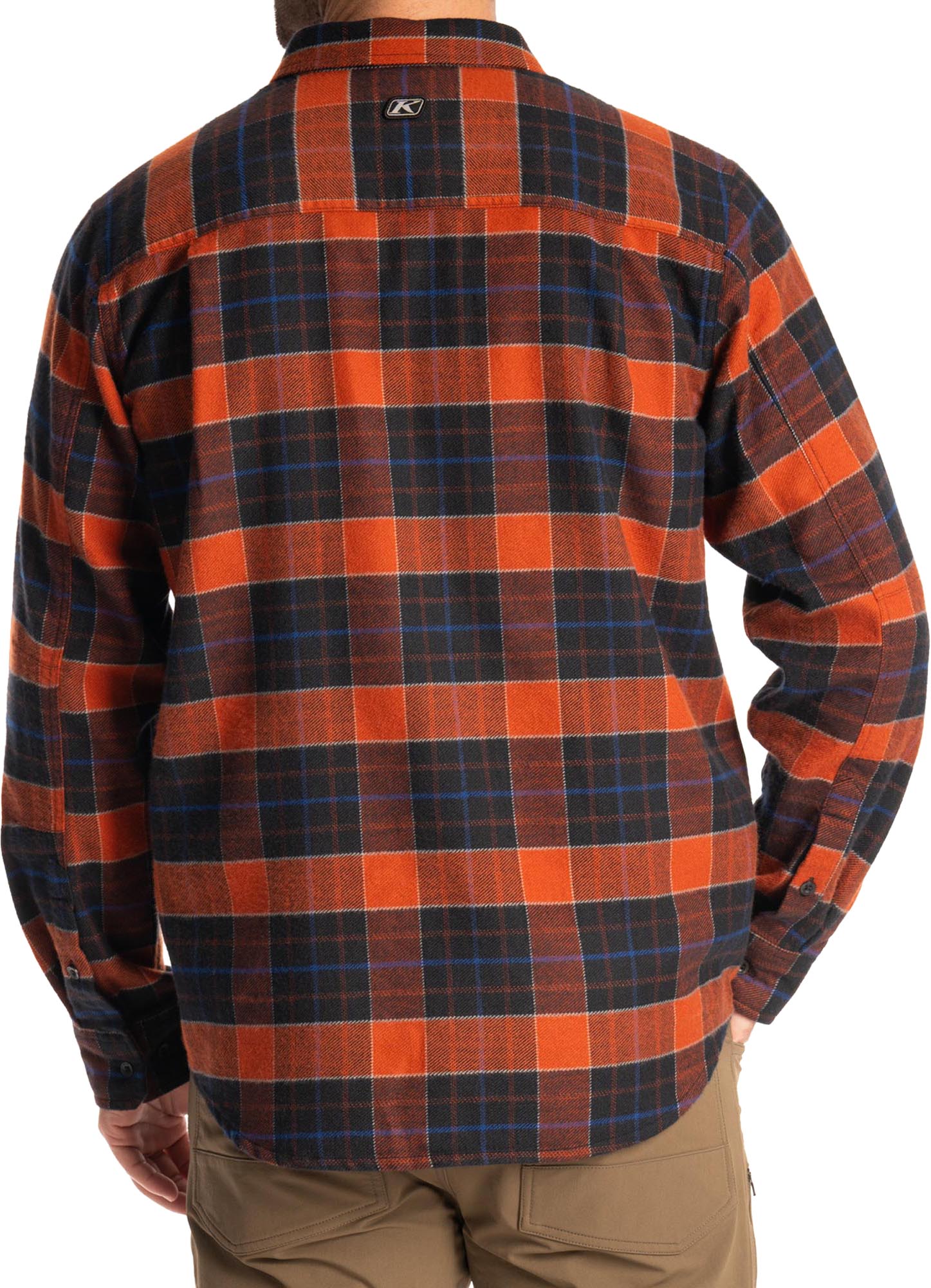Side view of Klim Owen Flannel Shirt, orange, Size L for Men