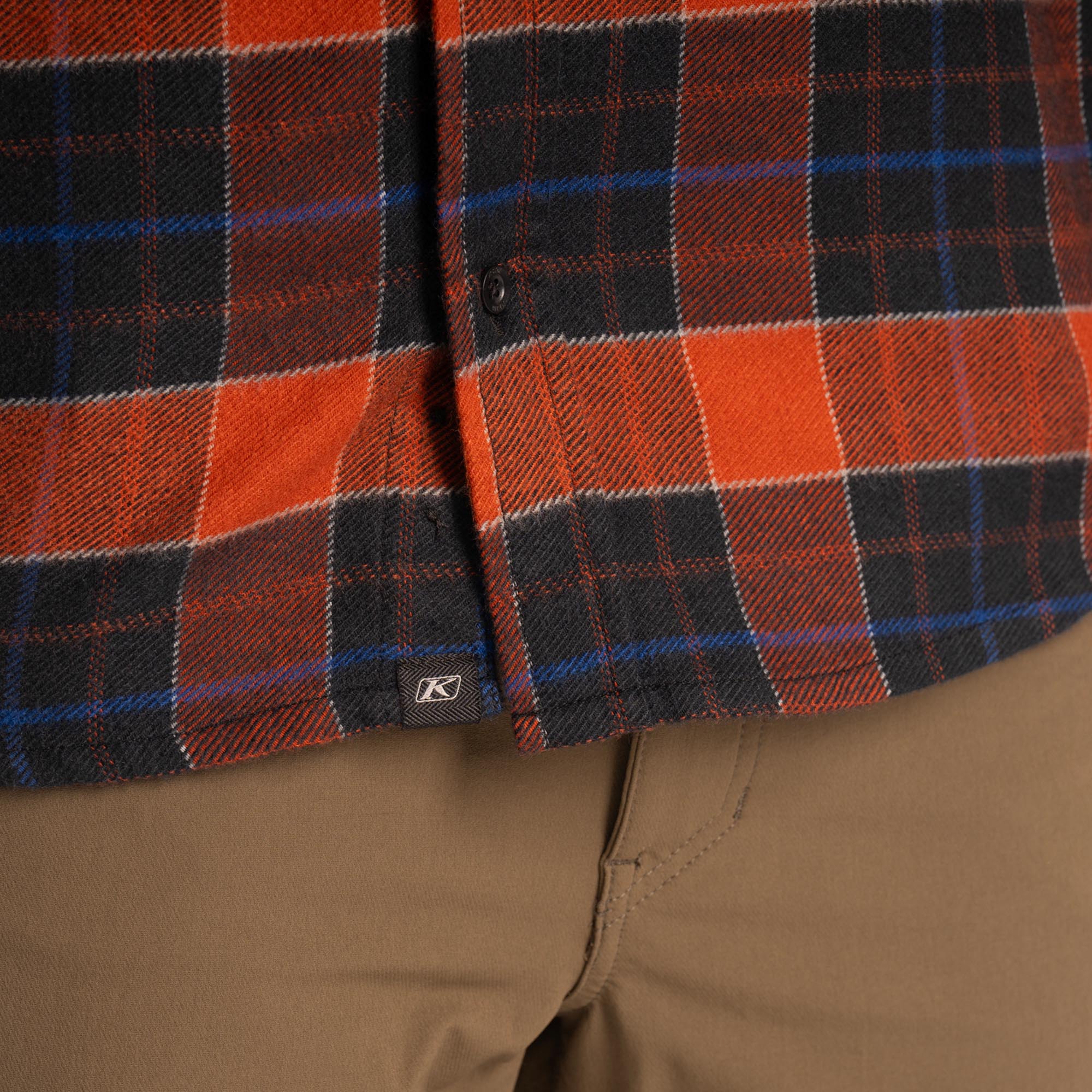 Side view of Klim Owen Flannel Shirt, orange, Size L for Men
