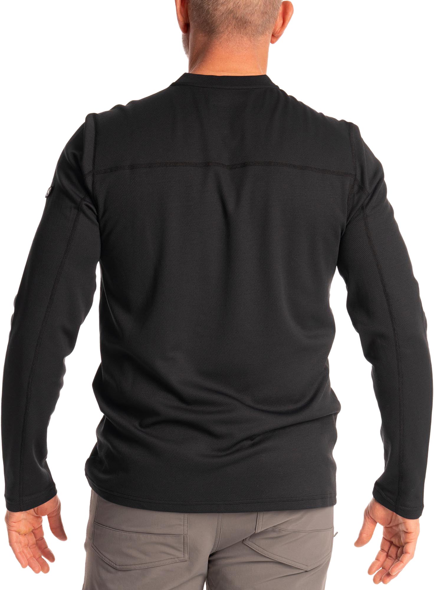 Side view of Klim Sidewinder Wool Long Sleeve Shirt, black, Size L for Men