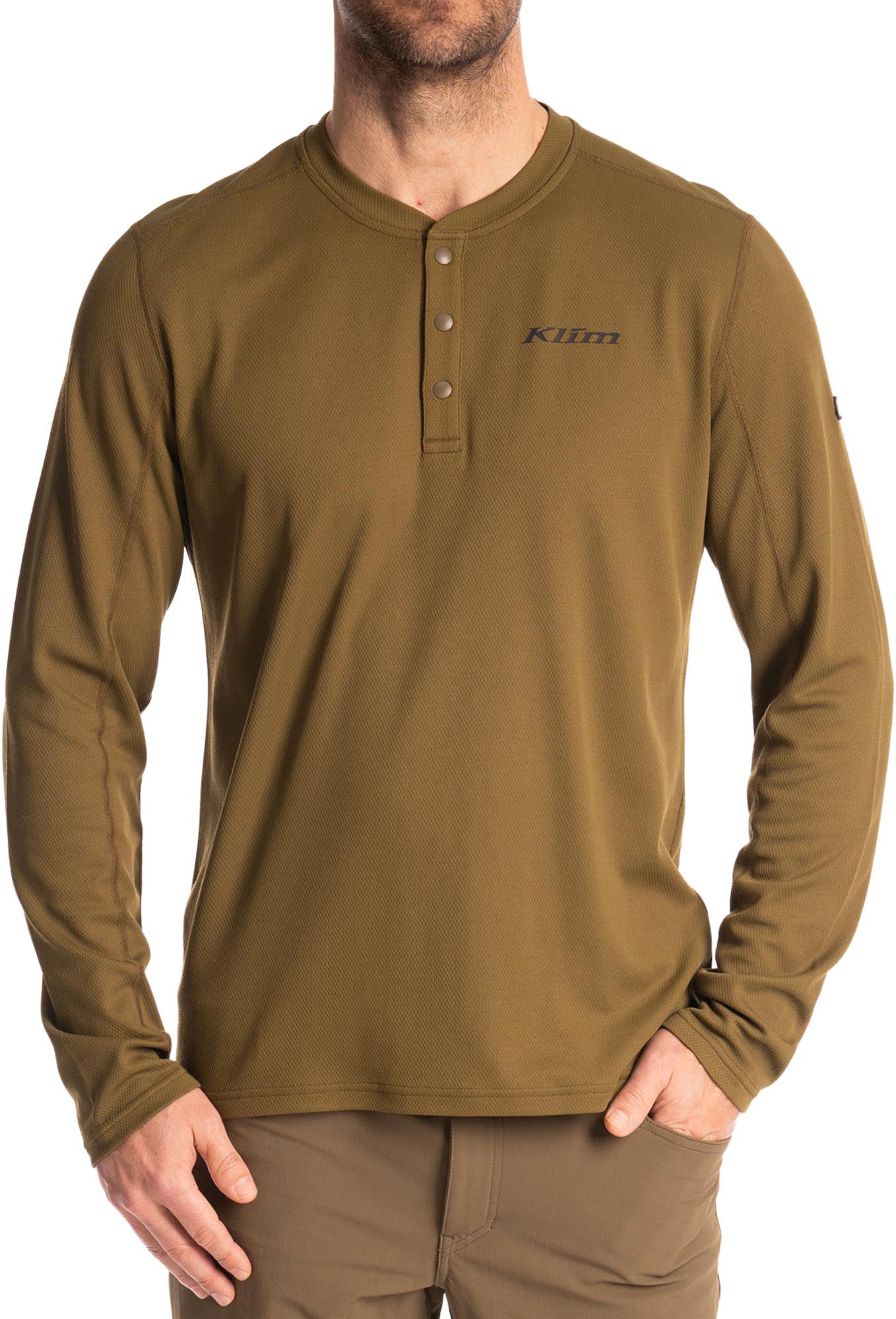 Side view of Klim Sidewinder Wool Long Sleeve Shirt, brown, Size XL for Men