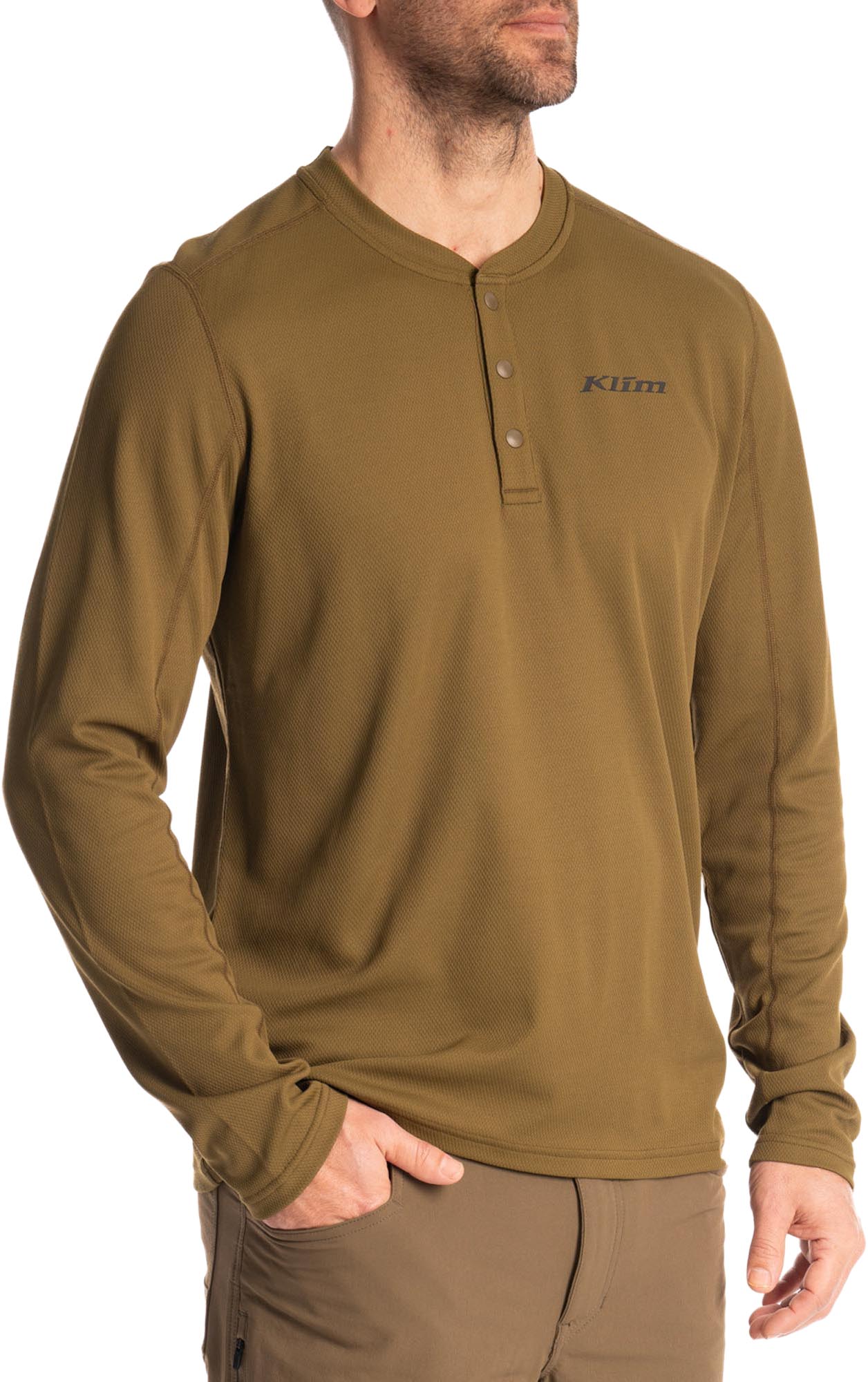 Side view of Klim Sidewinder Wool Long Sleeve Shirt, brown, Size XL for Men