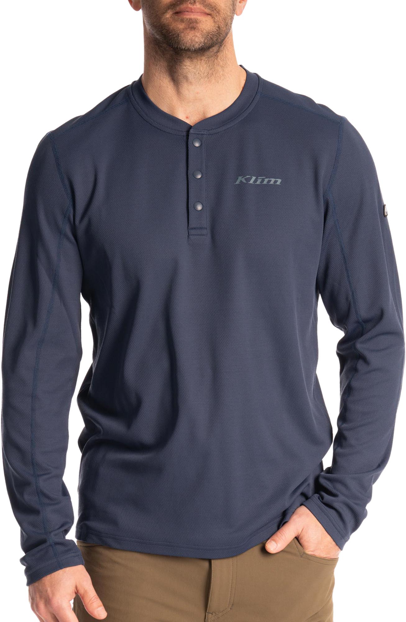 Side view of Klim Sidewinder Wool Long Sleeve Shirt, blue, Size M for Men