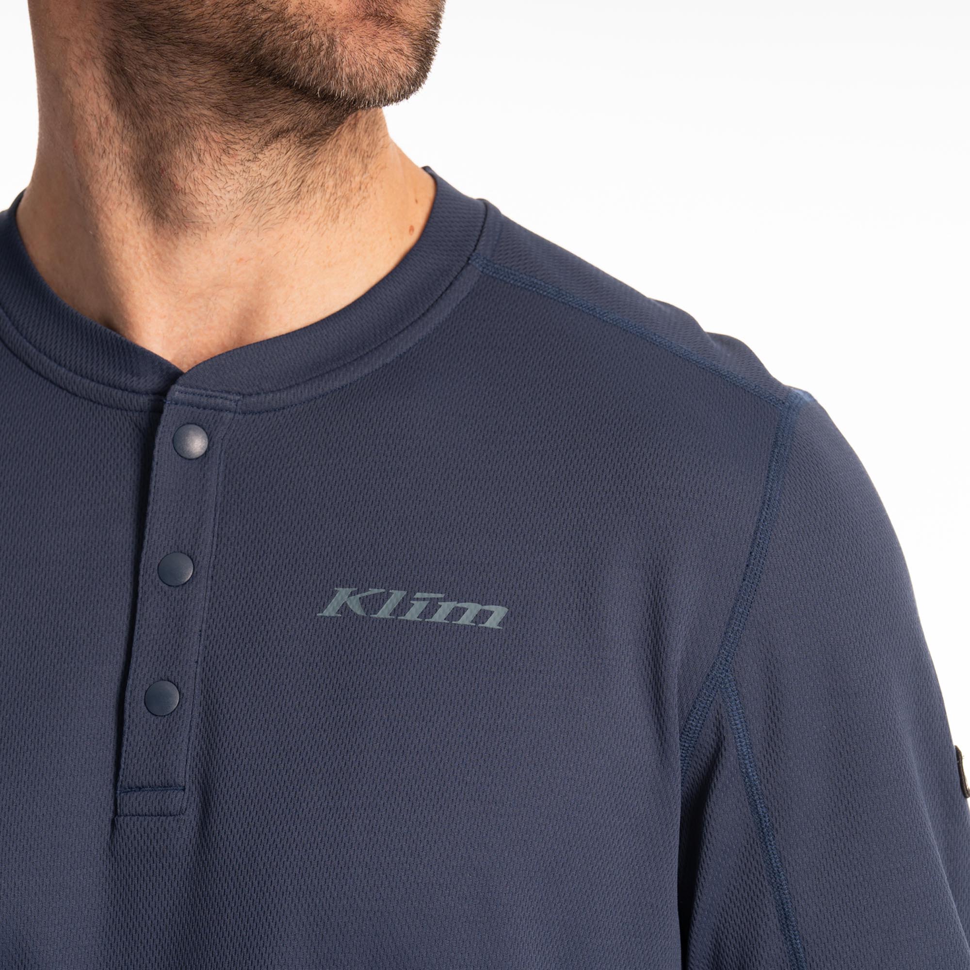 Side view of Klim Sidewinder Wool Long Sleeve Shirt, blue, Size M for Men