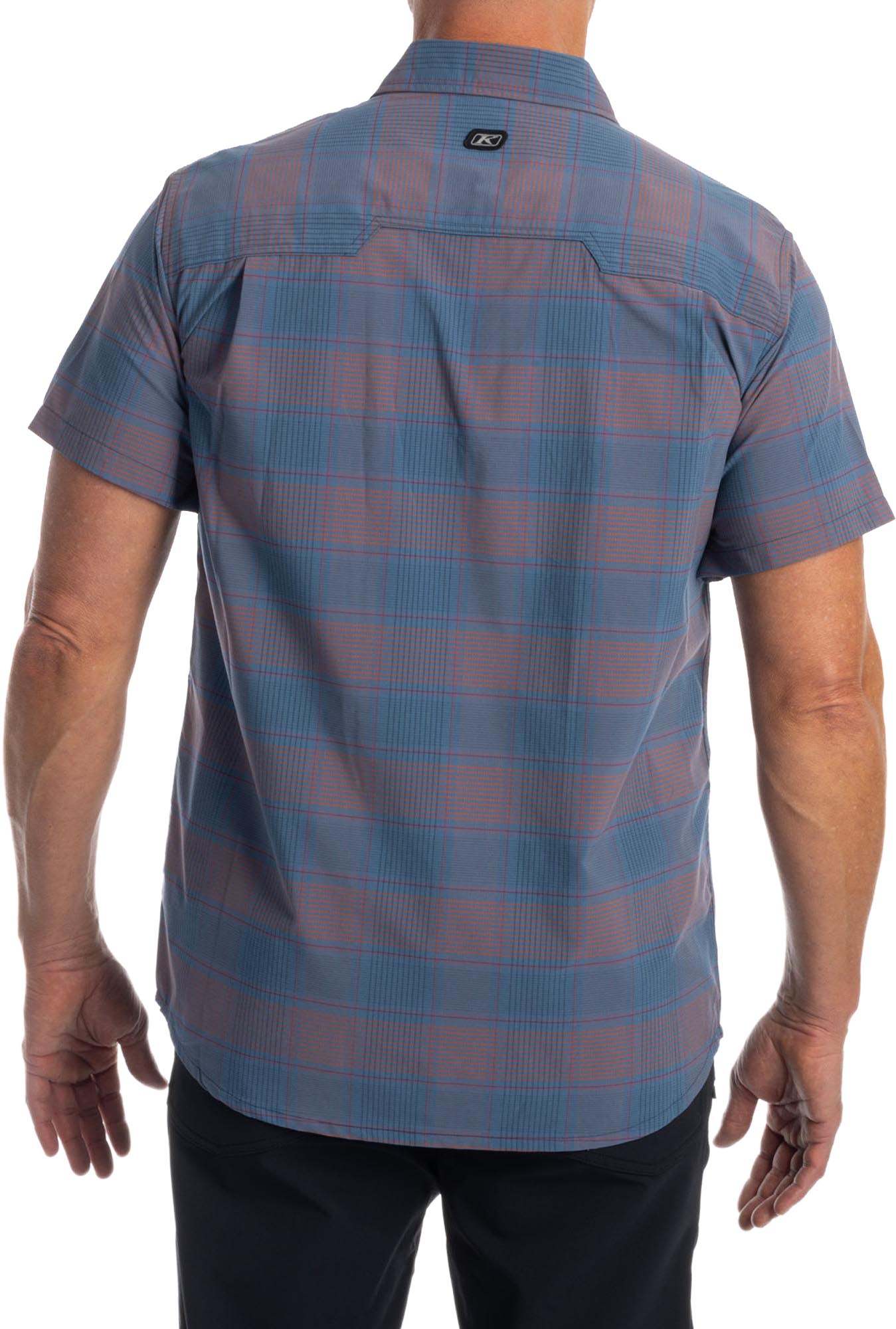 Side view of Klim Taggart Stretch Shirt, red-blue, Size XL for Men