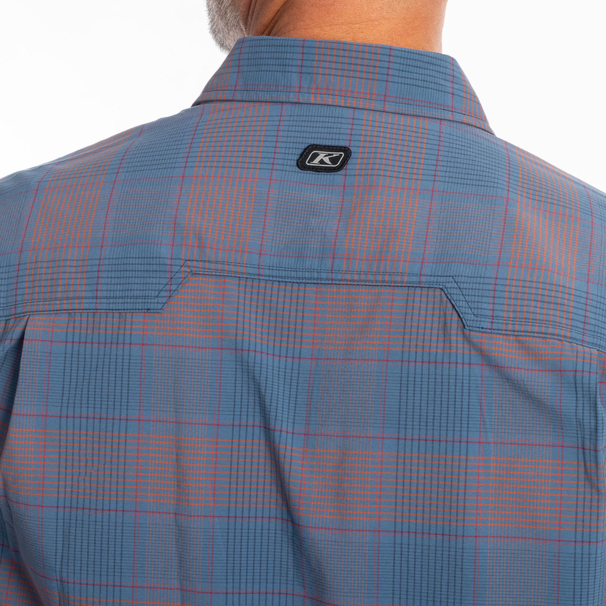 Side view of Klim Taggart Stretch Shirt, red-blue, Size XL for Men