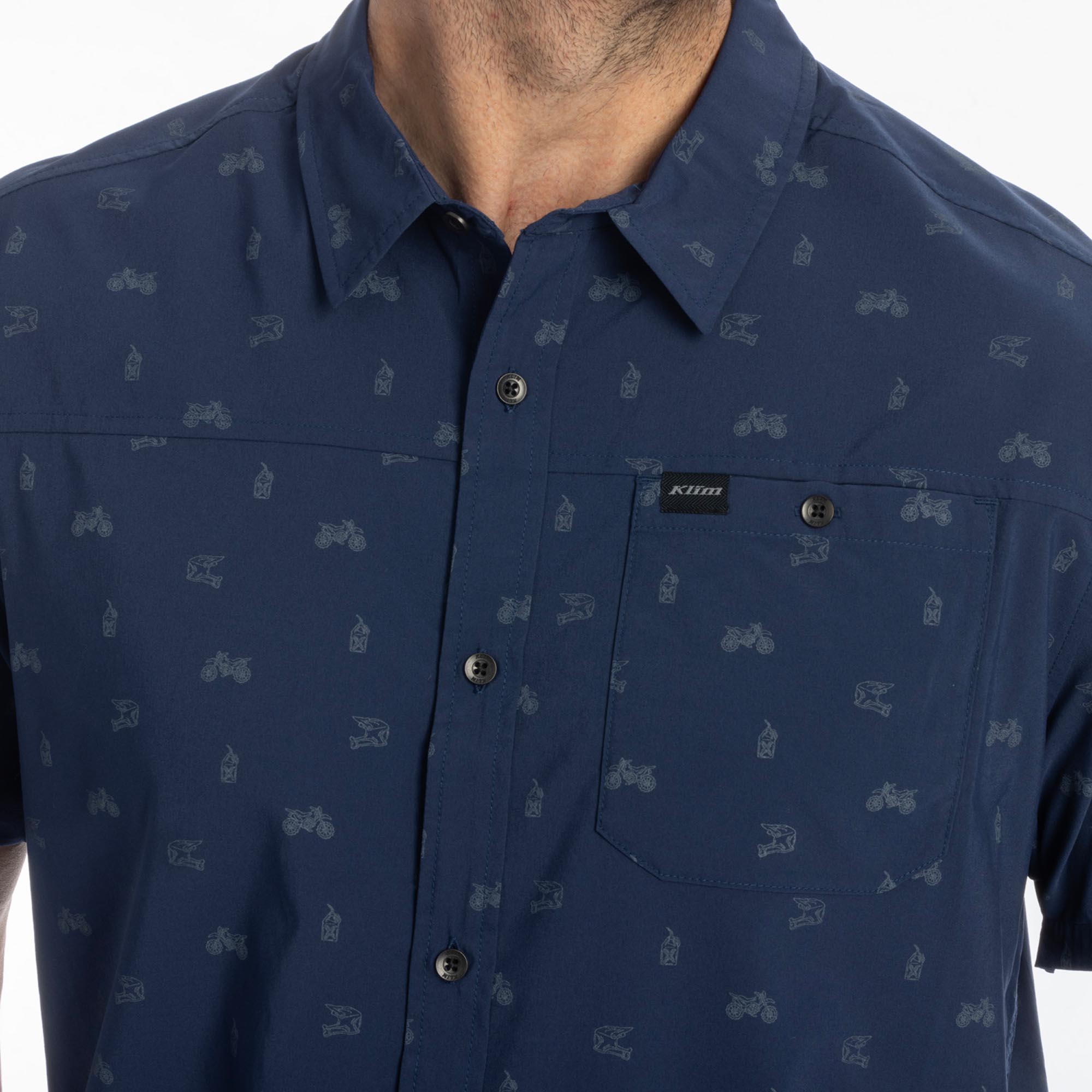 Side view of Klim Rambler Stretch Shirt, blue, Size XL for Men