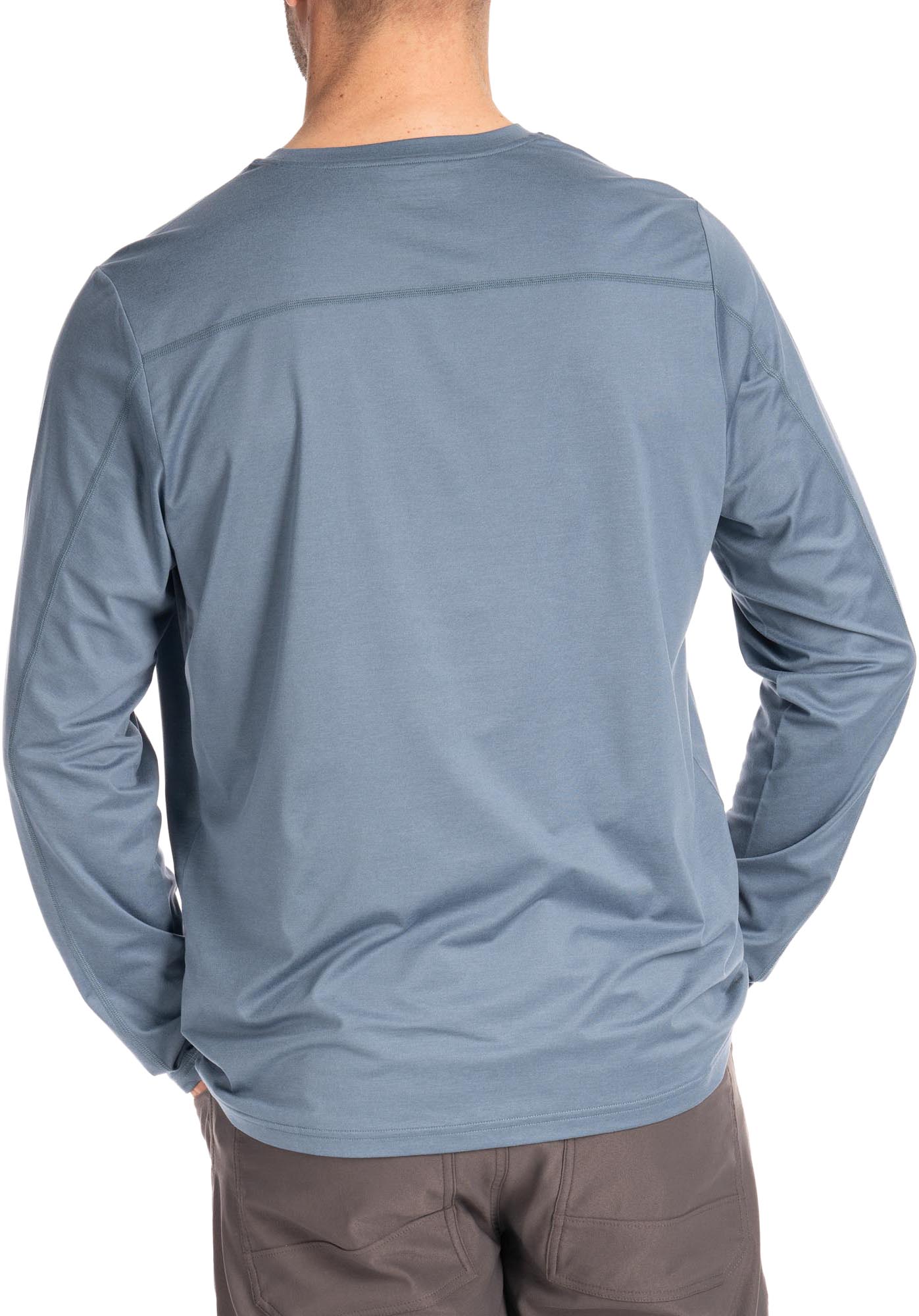 Side view of Klim Static Peak Long Sleeve Shirt, blue, Size M for Men