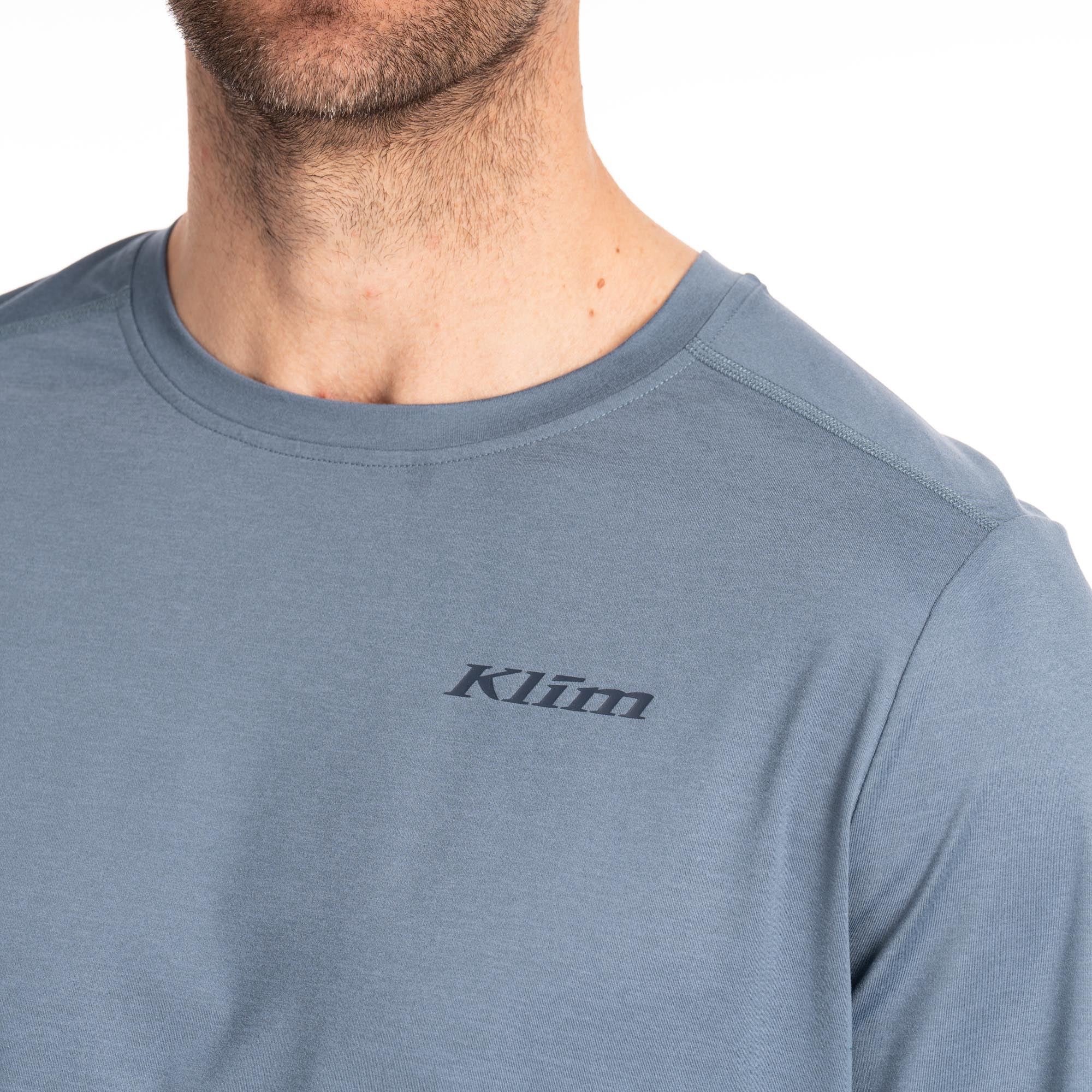 Side view of Klim Static Peak Long Sleeve Shirt, blue, Size M for Men