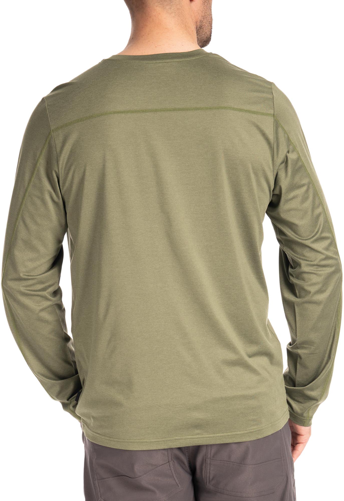 Side view of Klim Static Peak Long Sleeve Shirt, green, Size M for Men