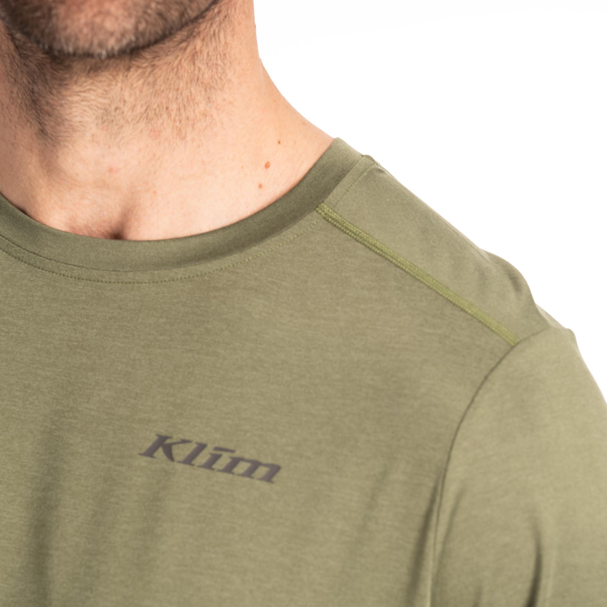 Side view of Klim Static Peak Long Sleeve Shirt, green, Size M for Men