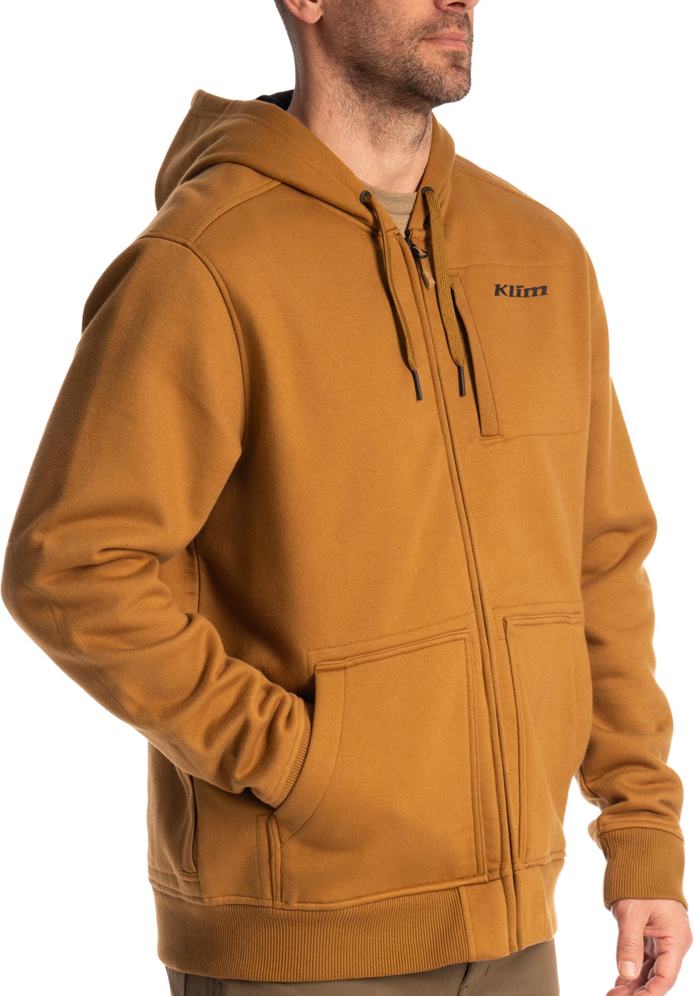Side view of Klim Gunnison Zip Hoodie, brown, Size L for Men