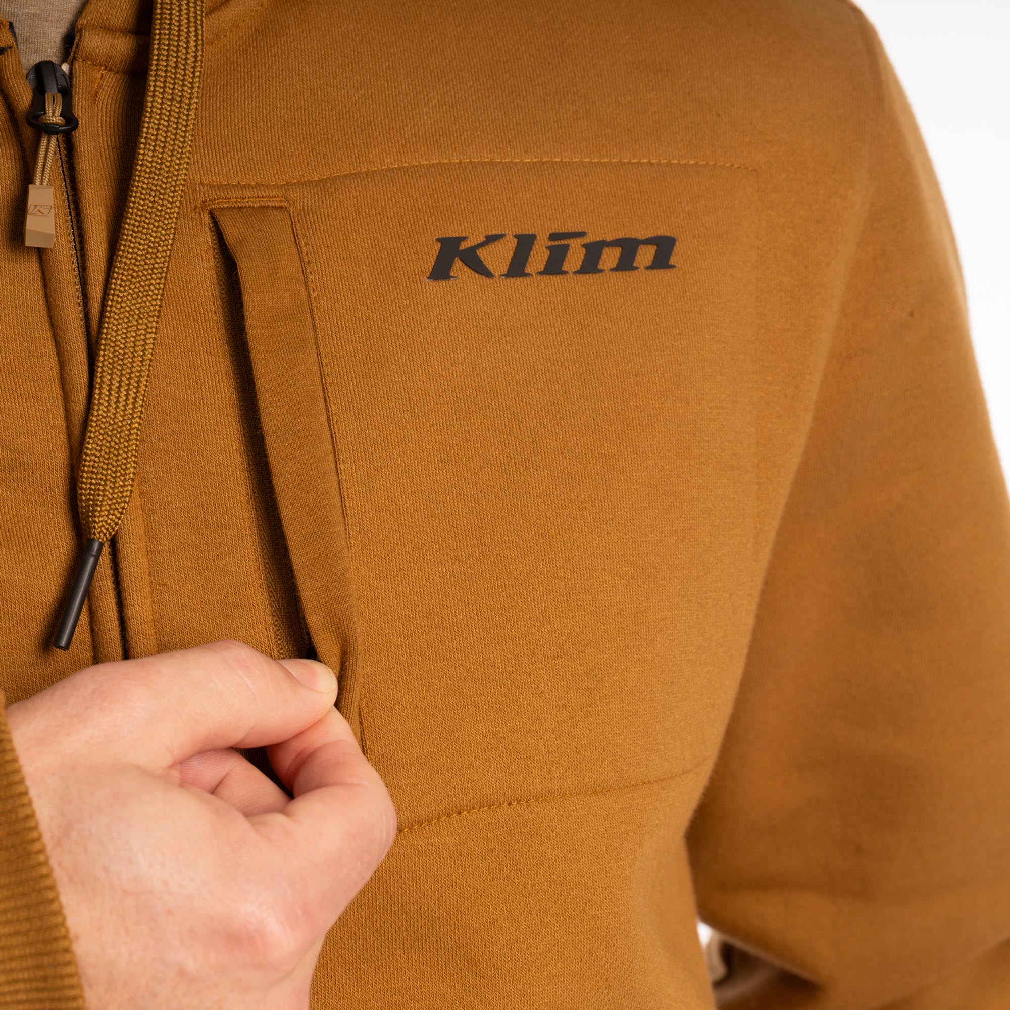 Side view of Klim Gunnison Zip Hoodie, brown, Size L for Men