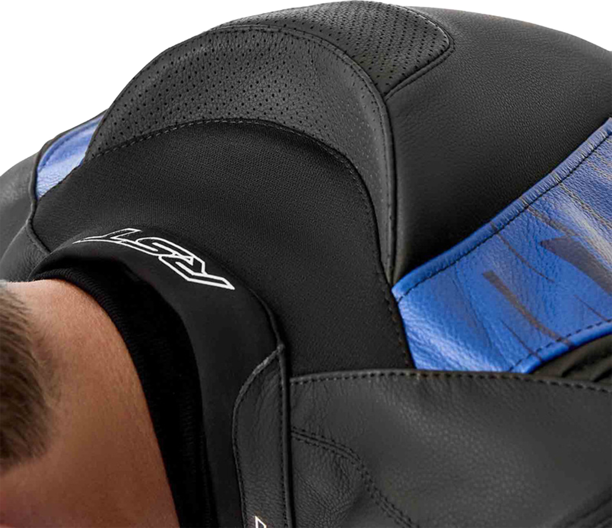 Side view of RST Tractech Evo D3O Motorcycle Leather Jacket, black-blue, Size 52 for Men
