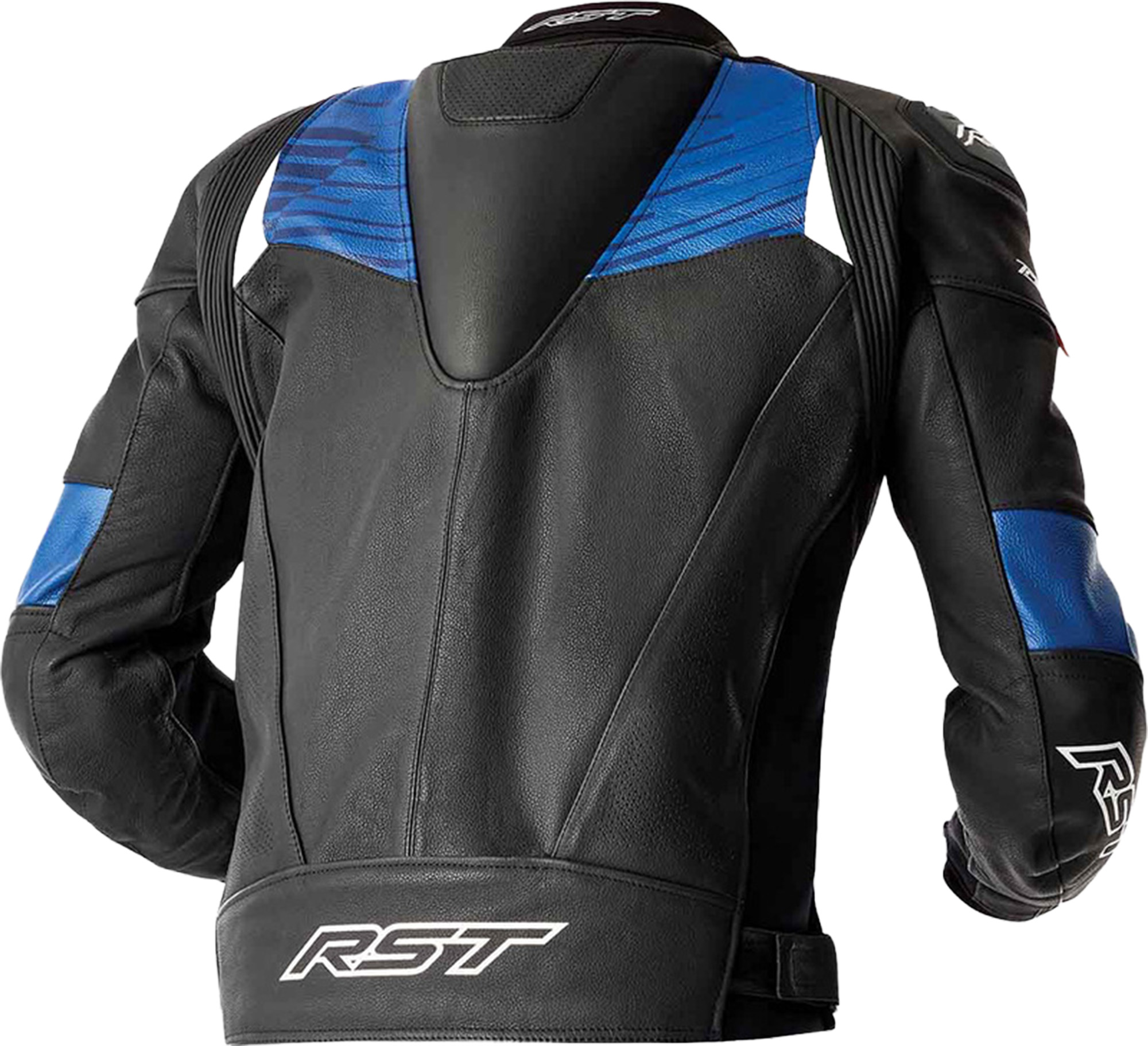 Side view of RST Tractech Evo D3O Motorcycle Leather Jacket, black-blue, Size 52 for Men