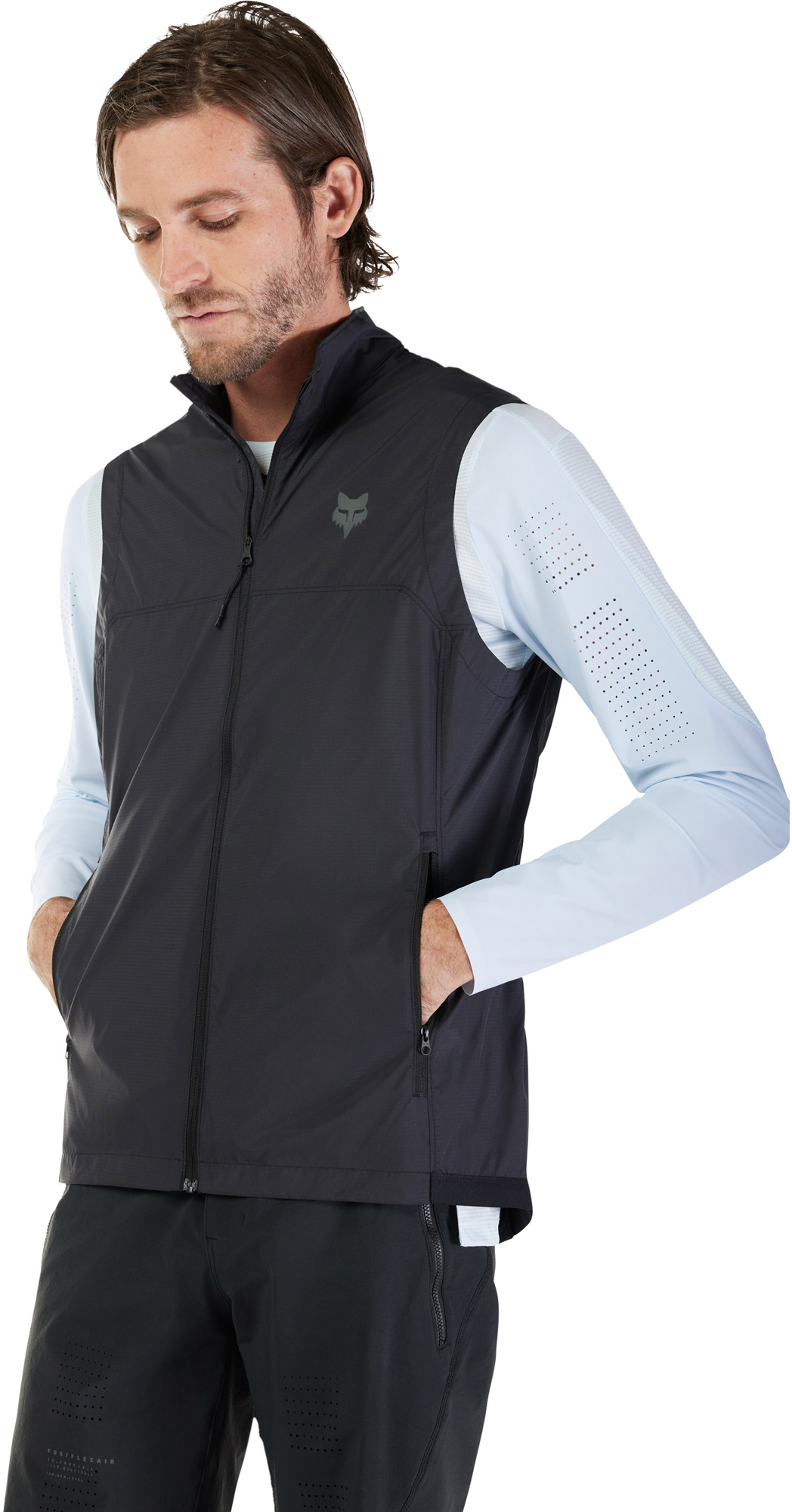 Side view of FOX Ranger Wind Bicycle Vest, black, Size XL for Men
