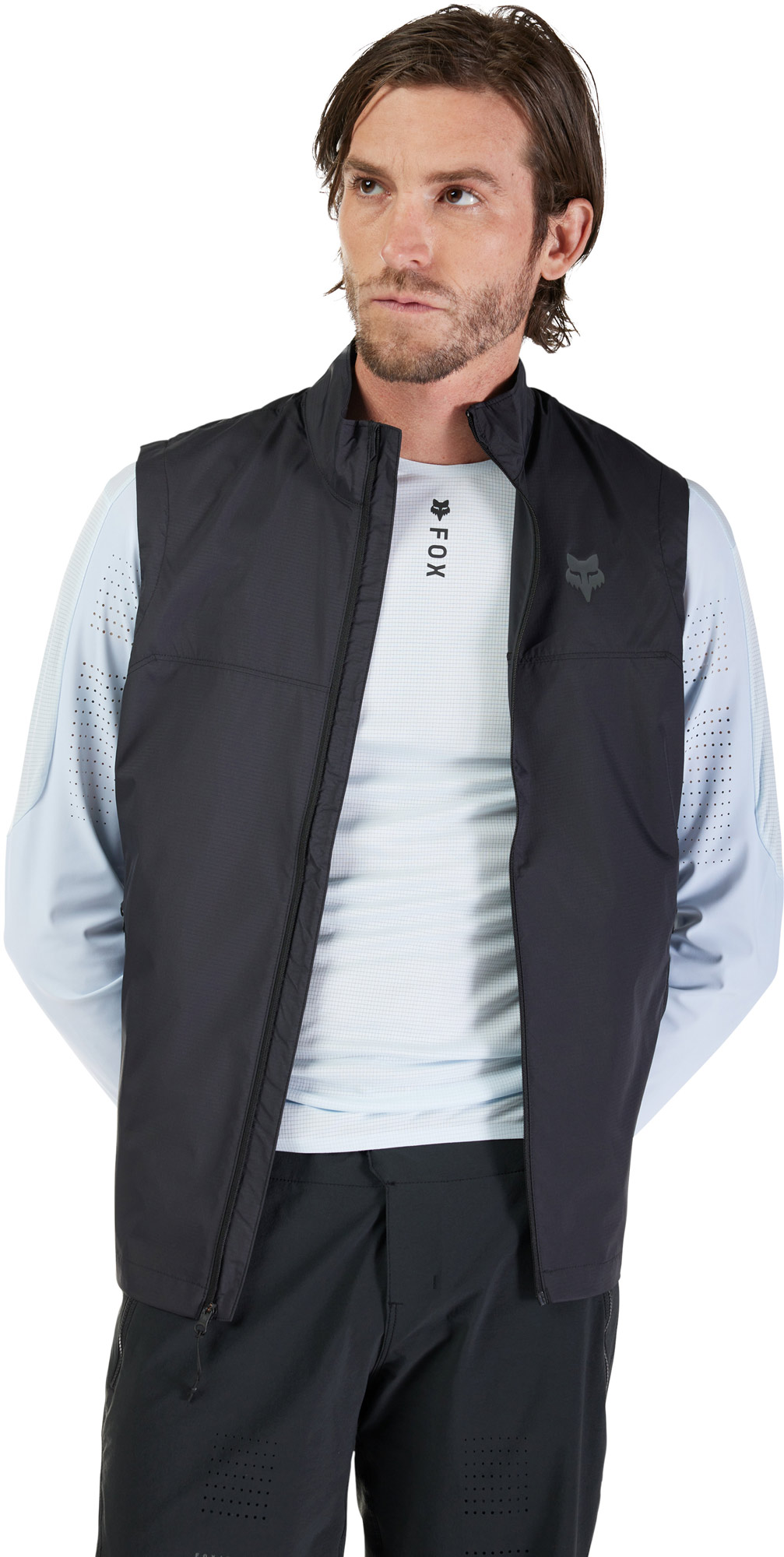 Side view of FOX Ranger Wind Bicycle Vest, black, Size XL for Men
