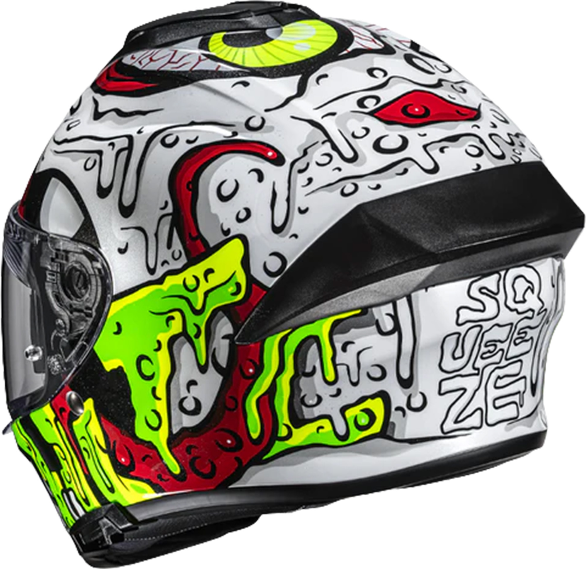Side view of HJC C71 Squeeze Helmet, white-red-green, Size S