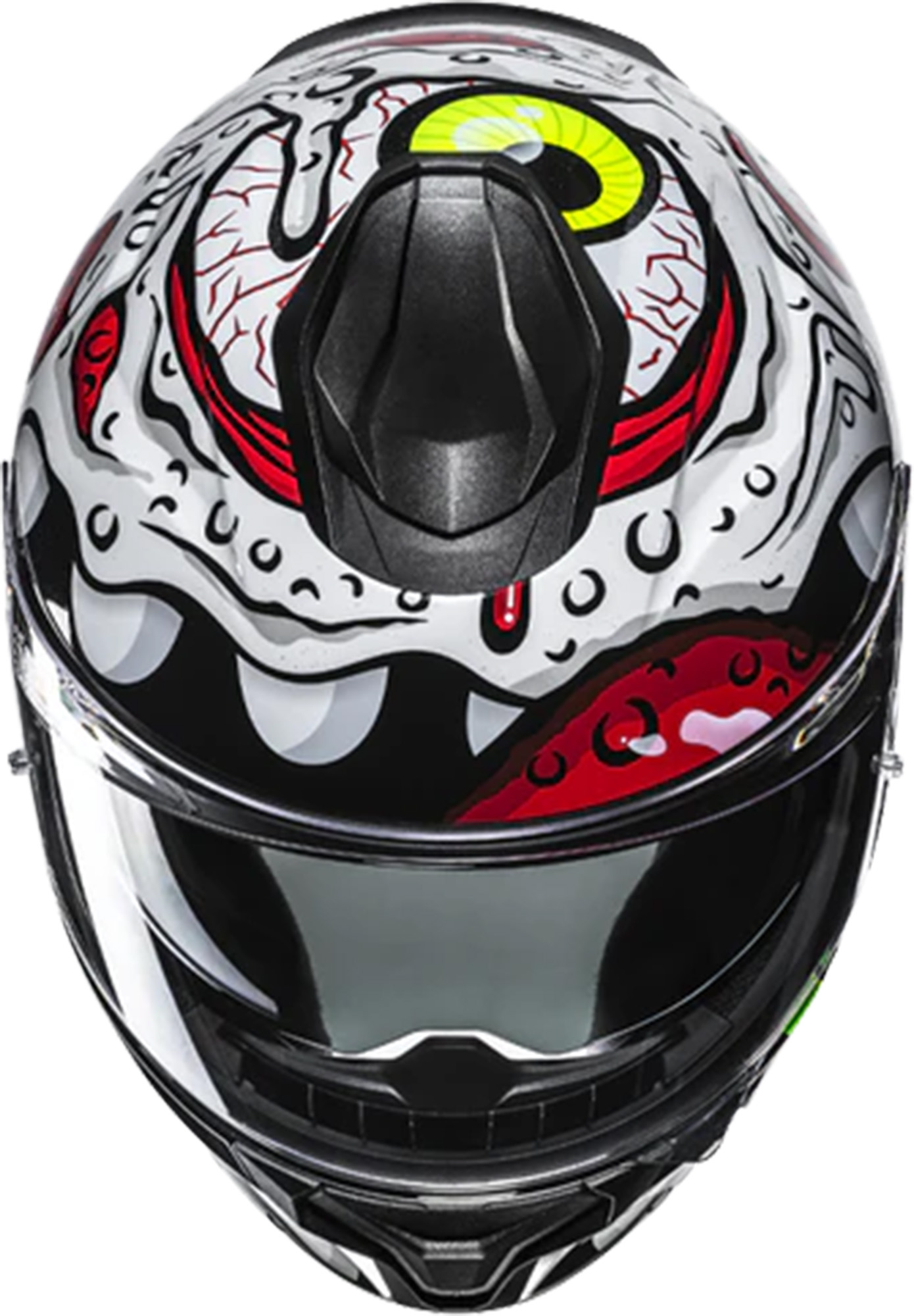 Side view of HJC C71 Squeeze Helmet, white-red-green, Size S